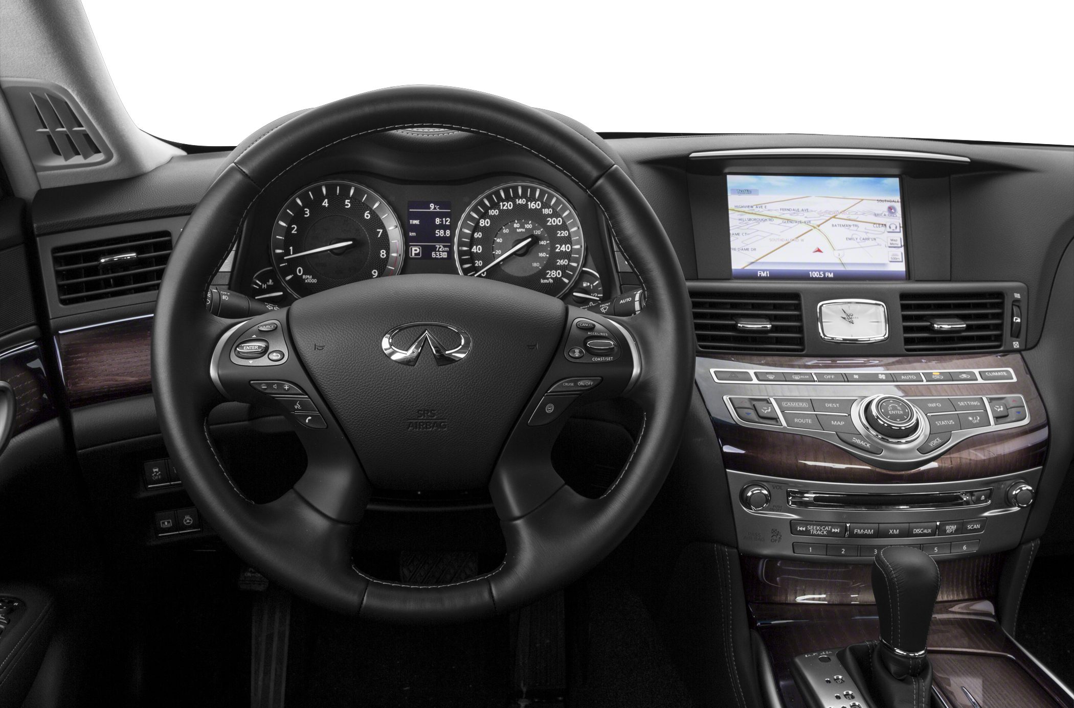Multifunction steering wheel with dashboard and central infotainment system