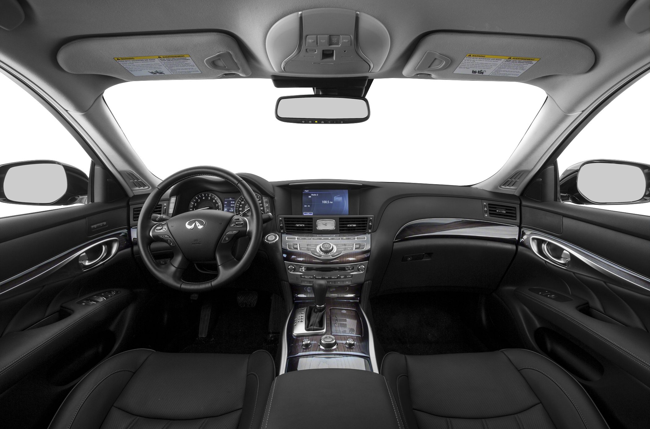 Luxury car interior with advanced dashboard and steering wheel controls
