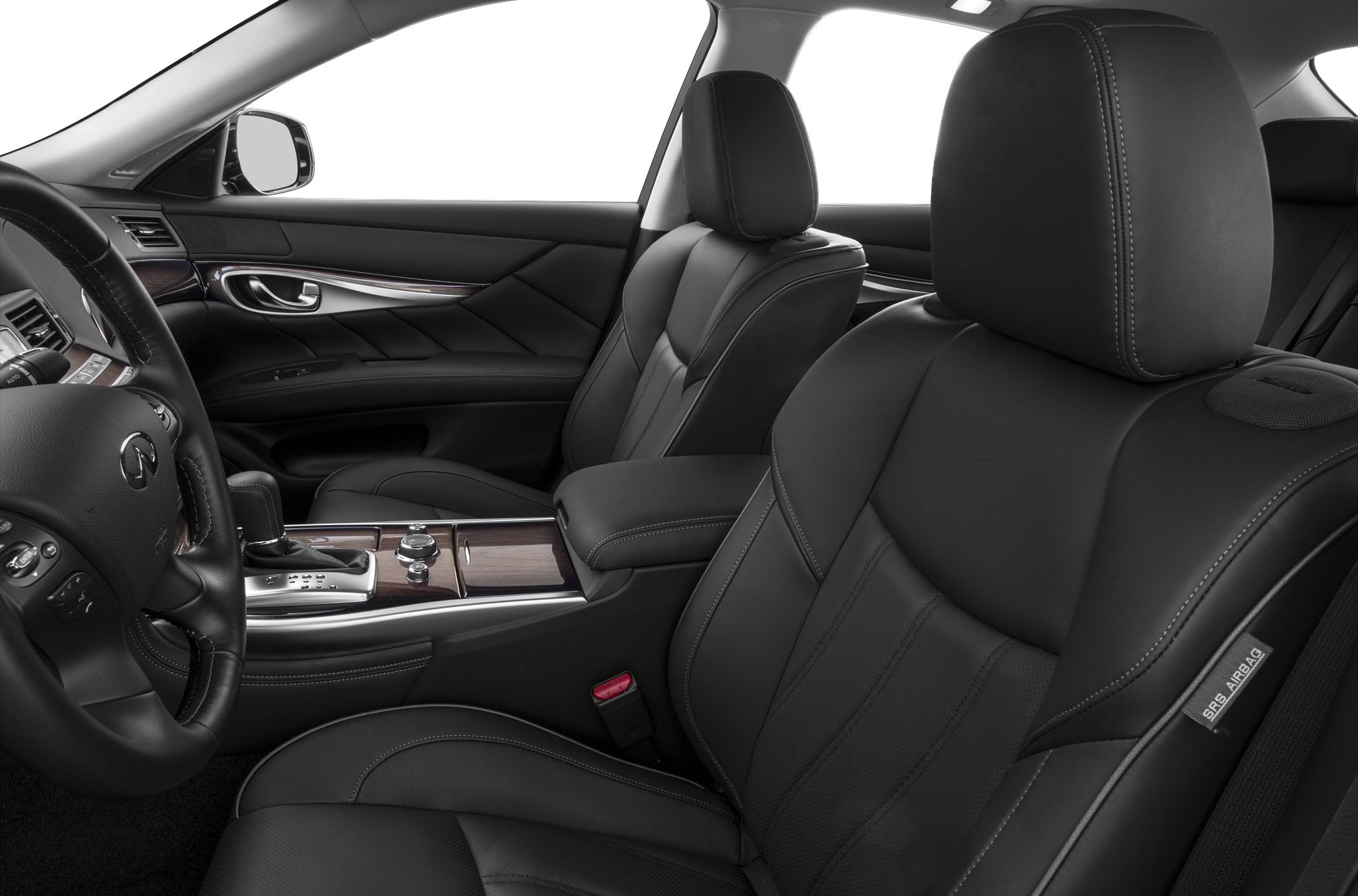Luxury black leather seats and wood trim center console