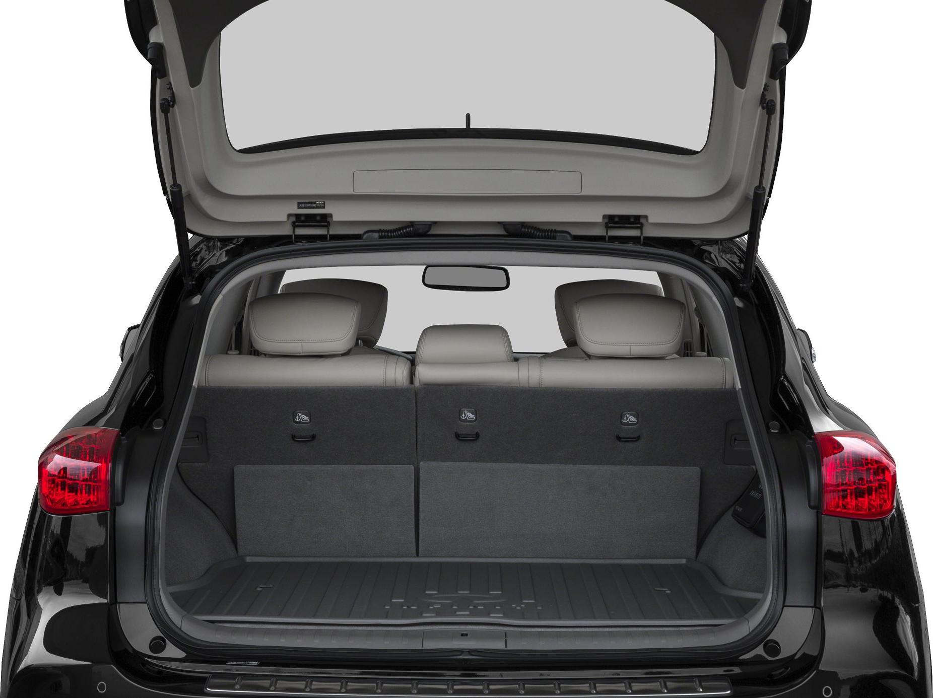 Open tailgate with rear cargo space and visible rear seats