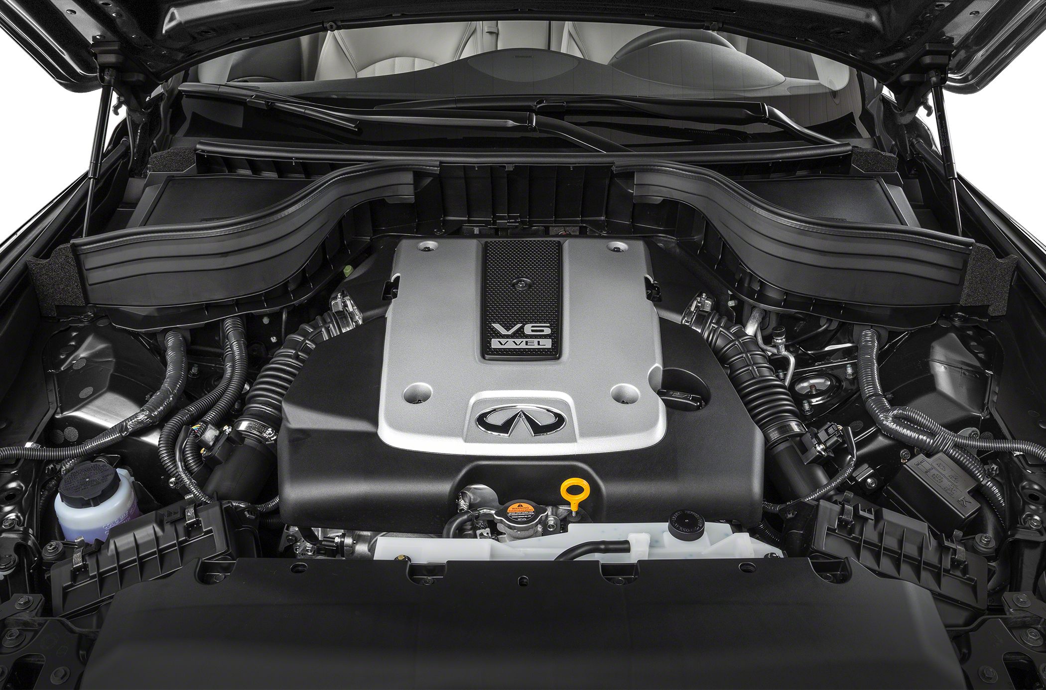 V6 VVEL engine cover and surrounding engine bay components.