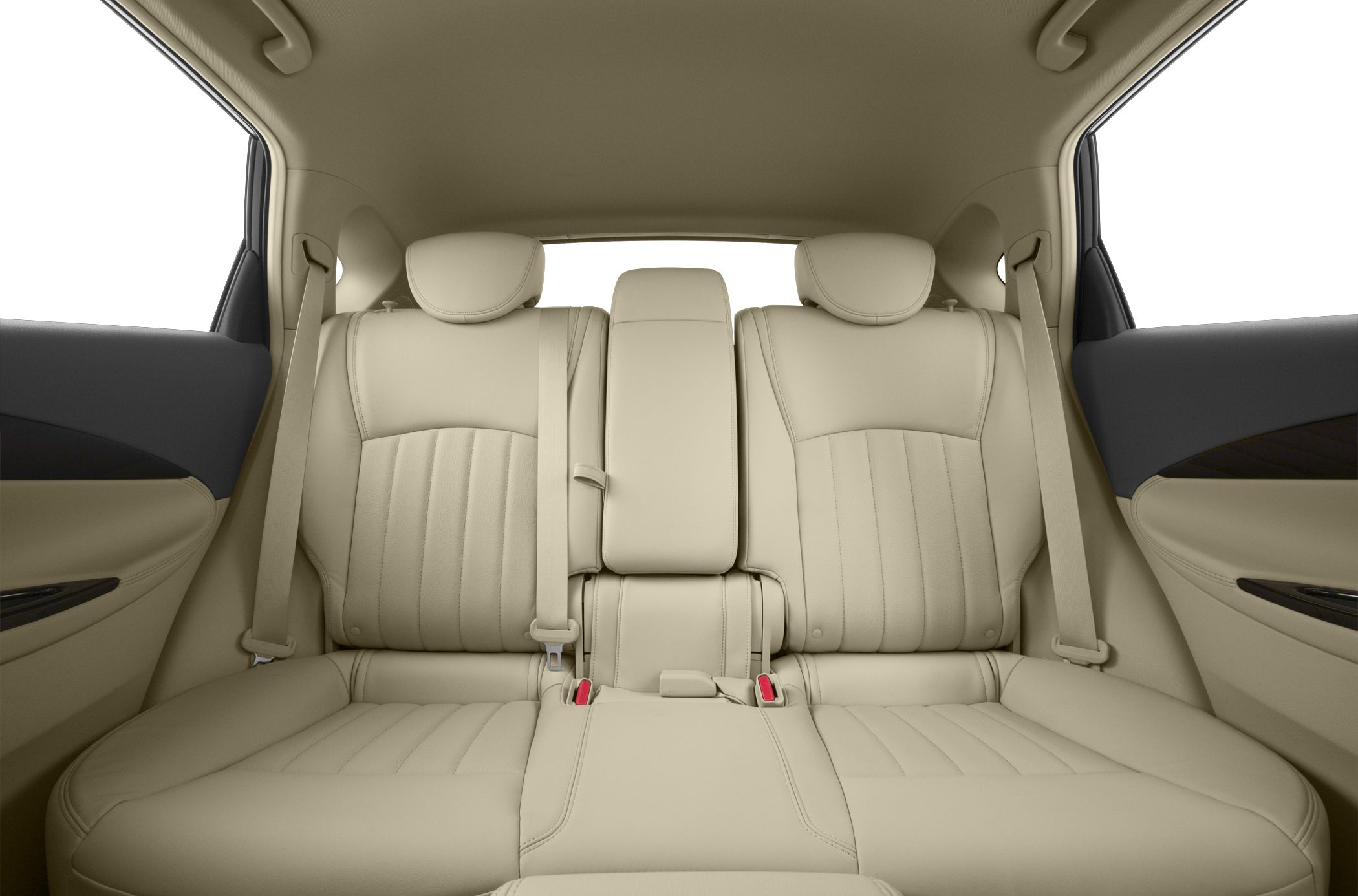 Beige leather rear seats with seatbelt and armrest