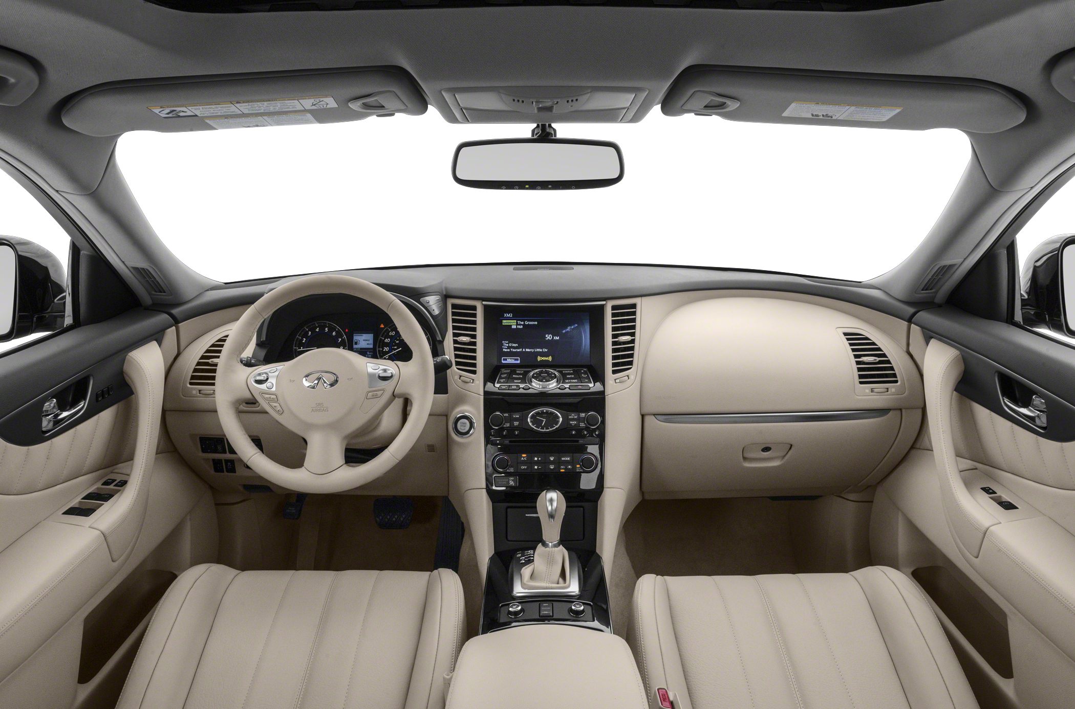 Beige leather interior with dashboard and steering wheel