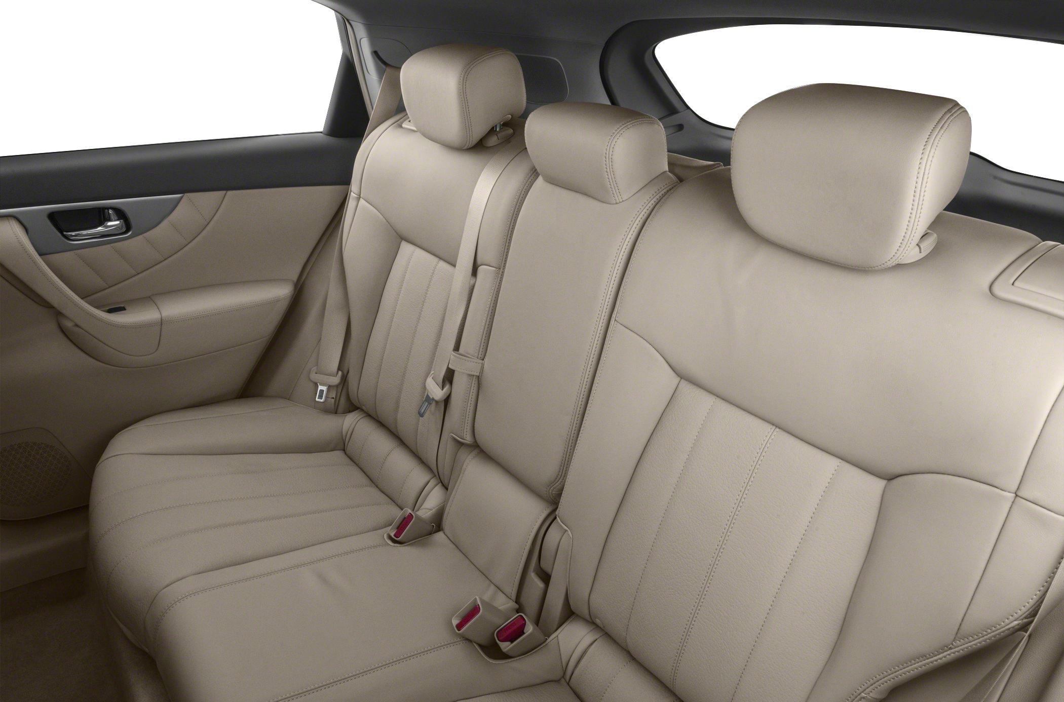Beige leather rear seats with headrests and seat belts