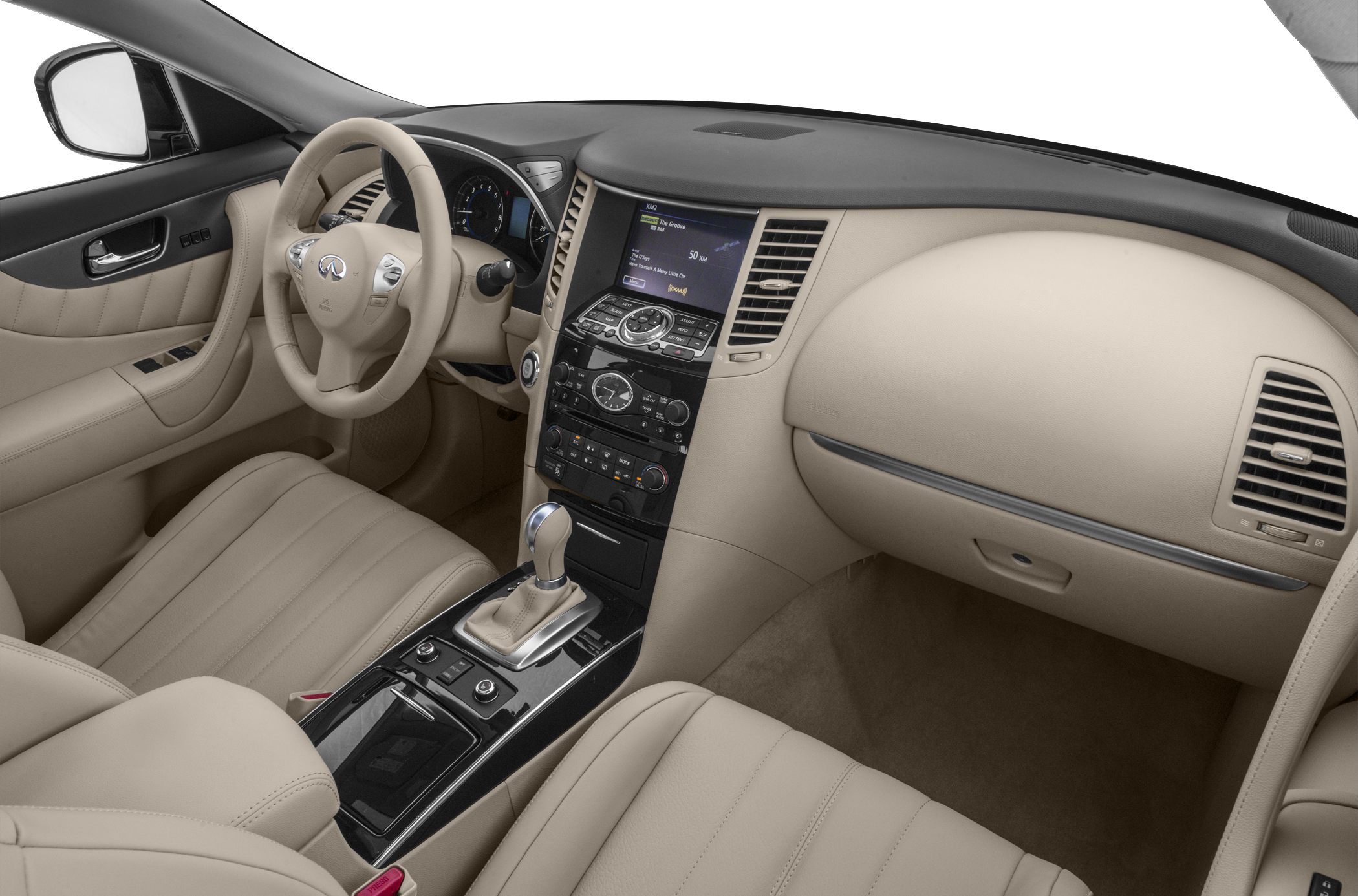Beige leather interior with advanced dashboard and center console