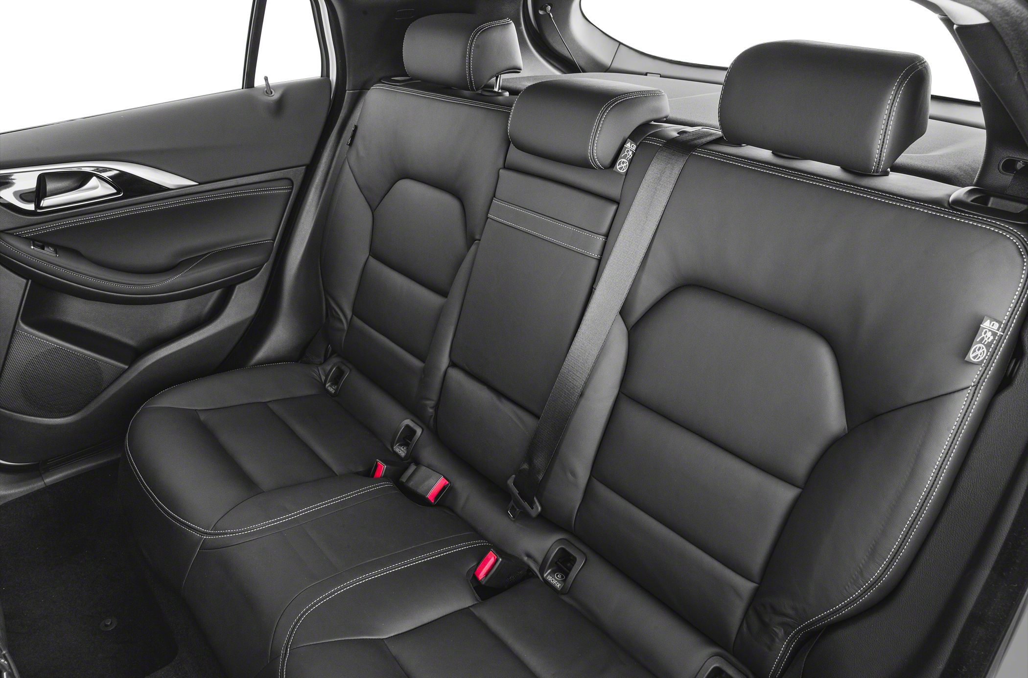 Luxury black leather rear seats with safety anchors and headrests