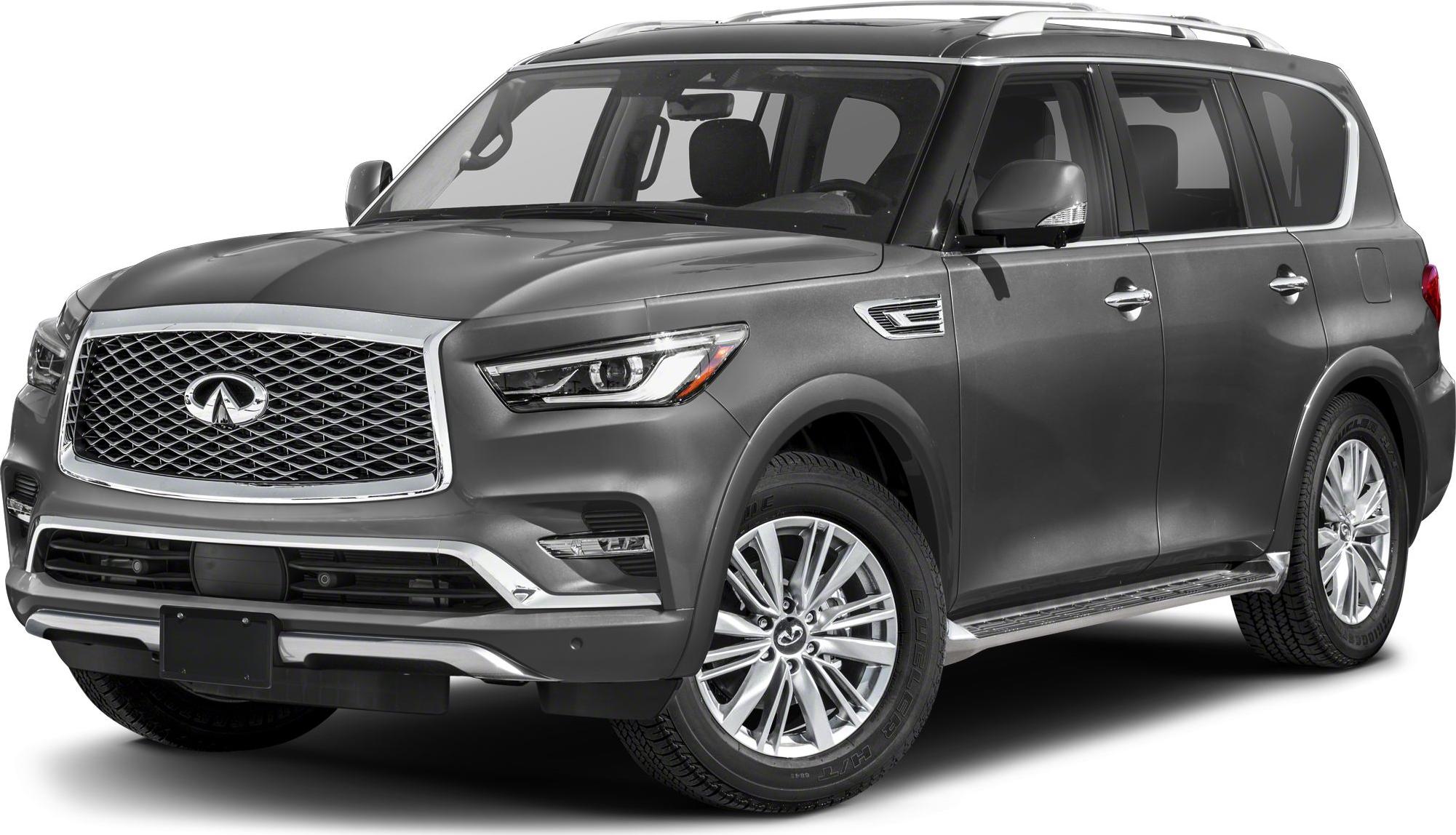Front view of luxury SUV with large chrome grille and modern headlights