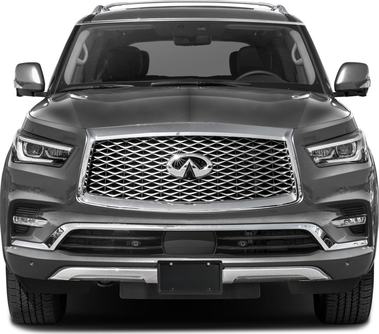 Front grille and LED headlights of a luxury SUV