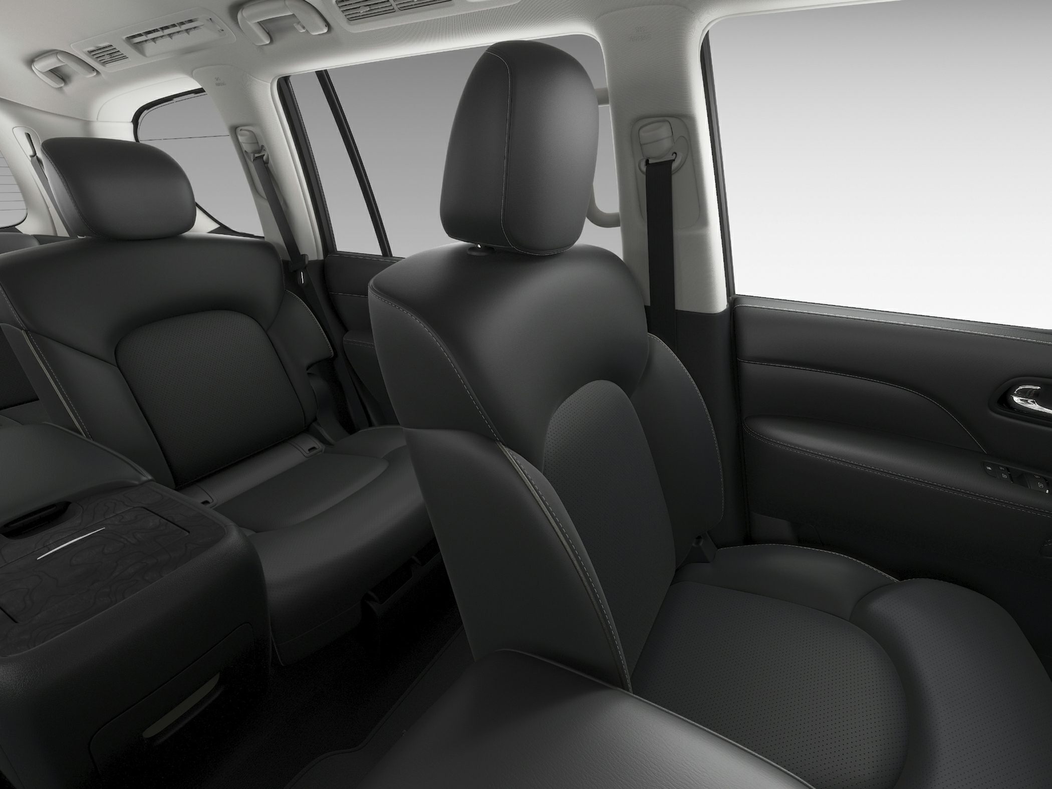 Luxurious black leather seats and spacious cabin interior