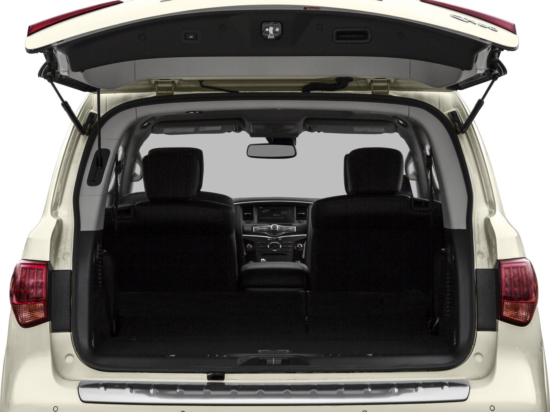 Open rear cargo area with spacious interior and folded seats