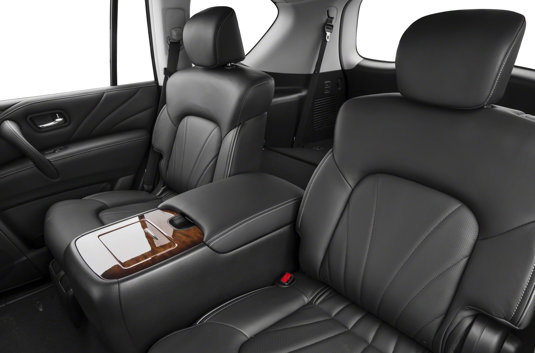 Premium black leather seats with wood-trimmed center console