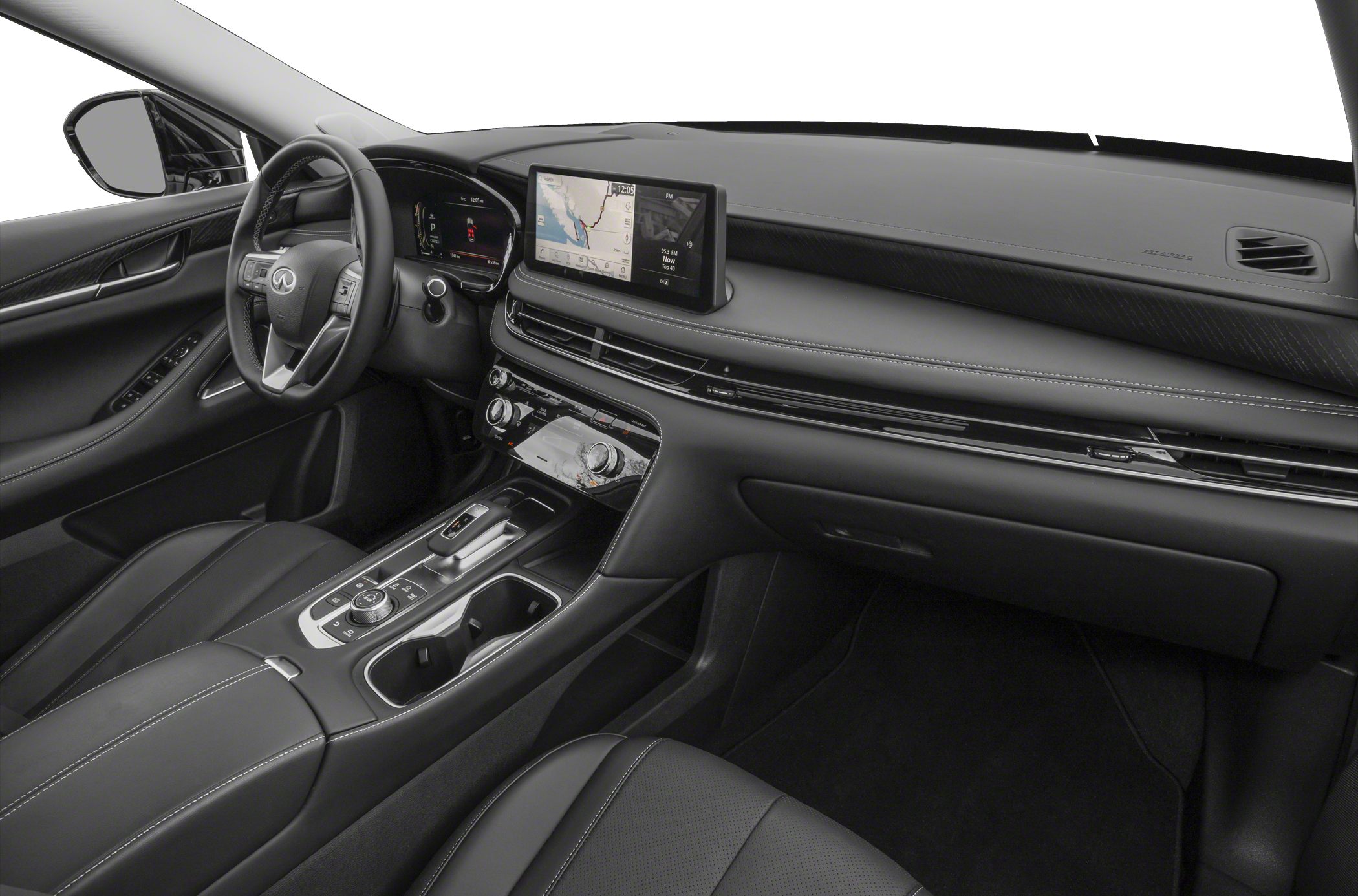 Luxurious interior featuring digital dashboard and sleek center console