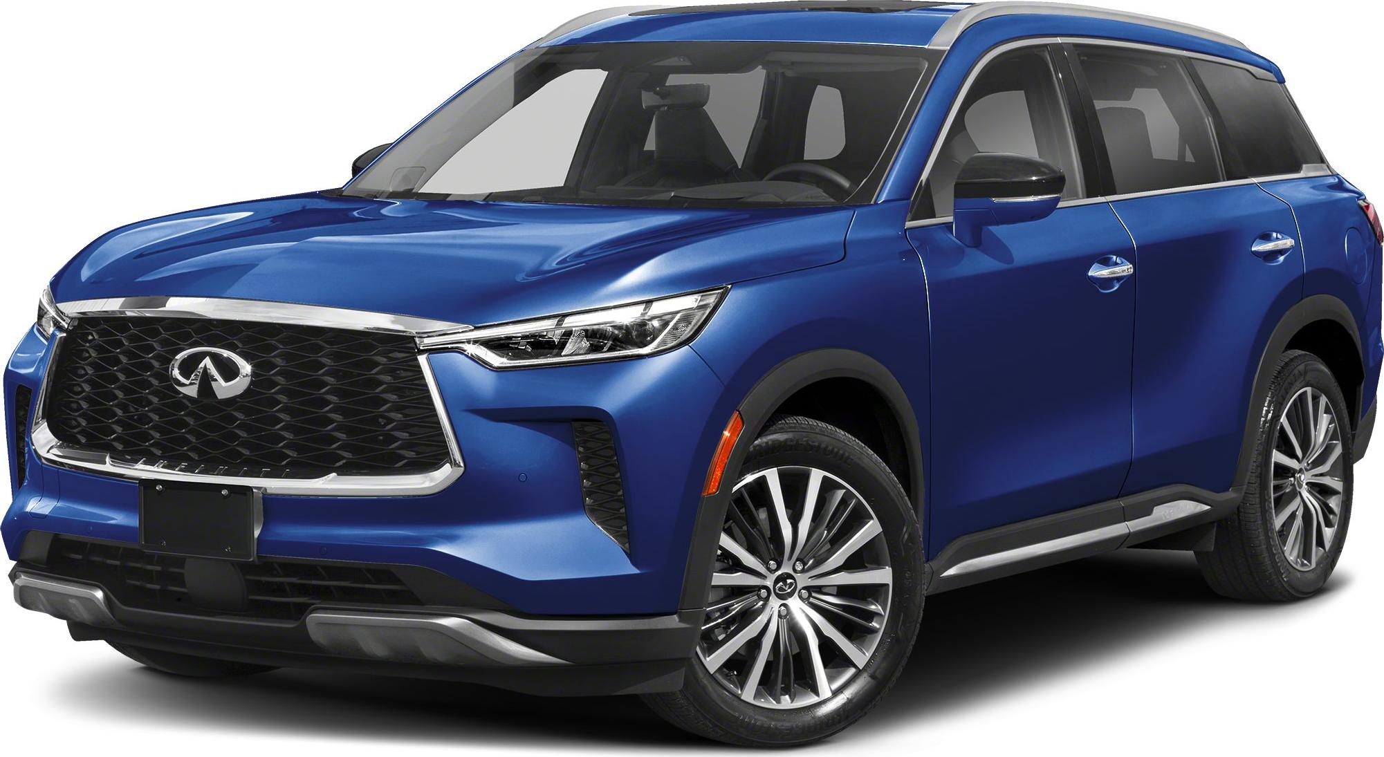 Front grille and alloy wheels of blue luxury SUV