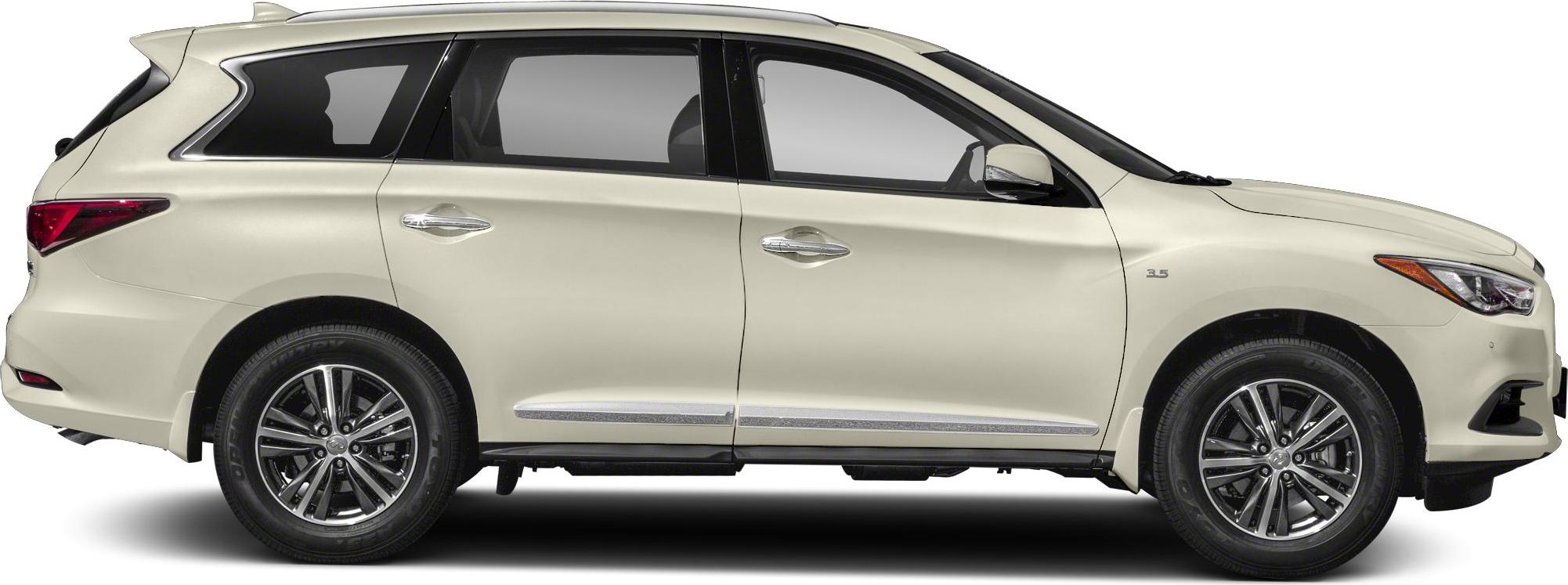 Side profile of facelift Infiniti SUV with alloy wheels and 3.5 badge