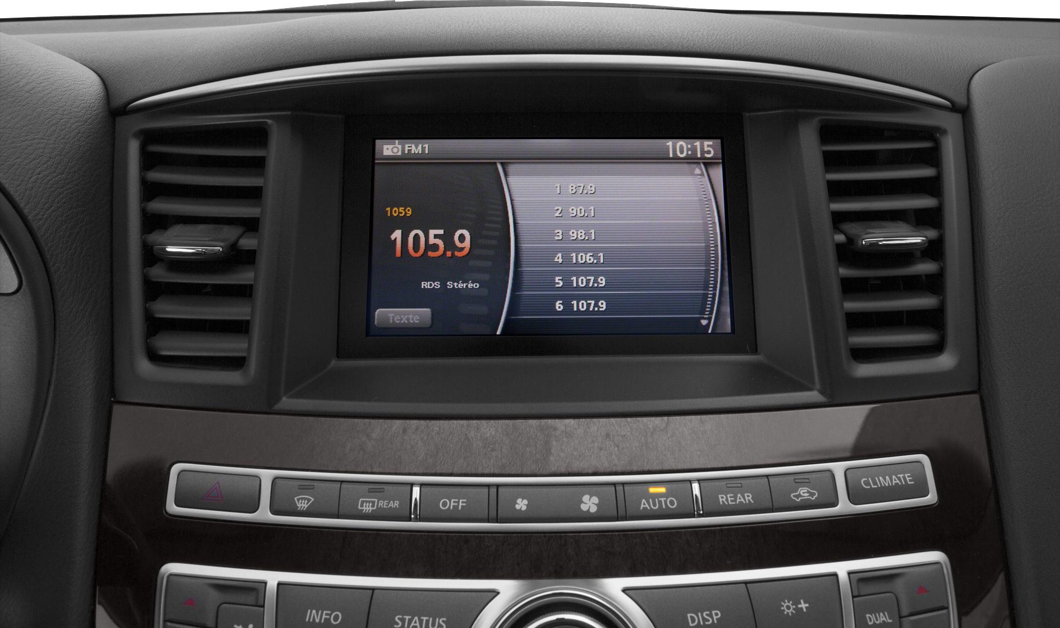 Car dashboard infotainment radio screen and climate control panel