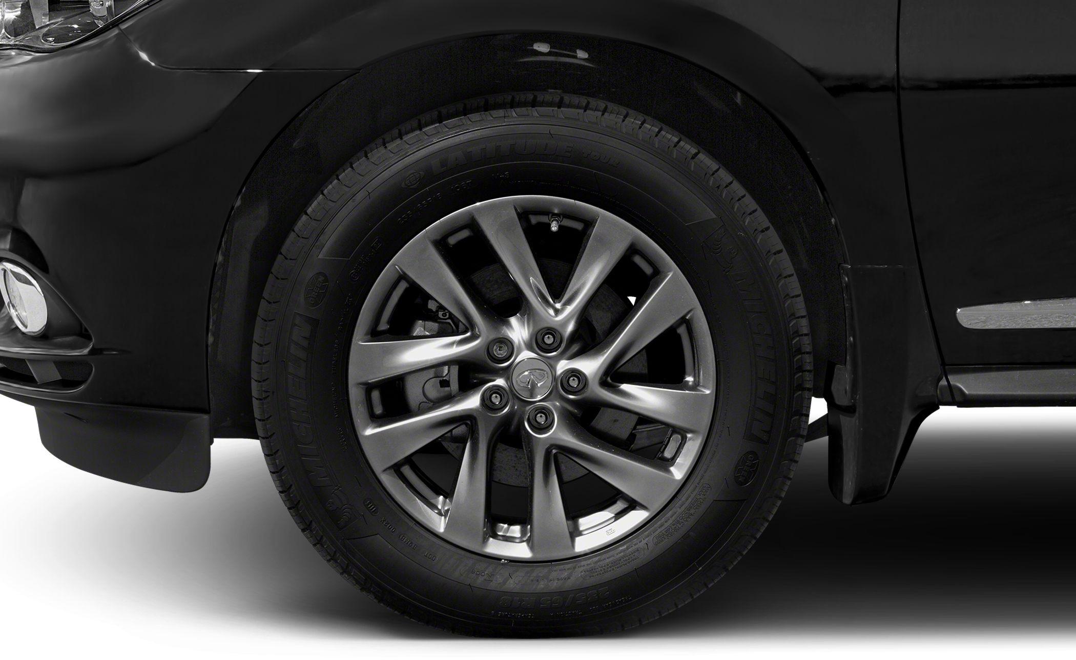 Close-up of alloy wheel and Michelin Latitude tire on vehicle