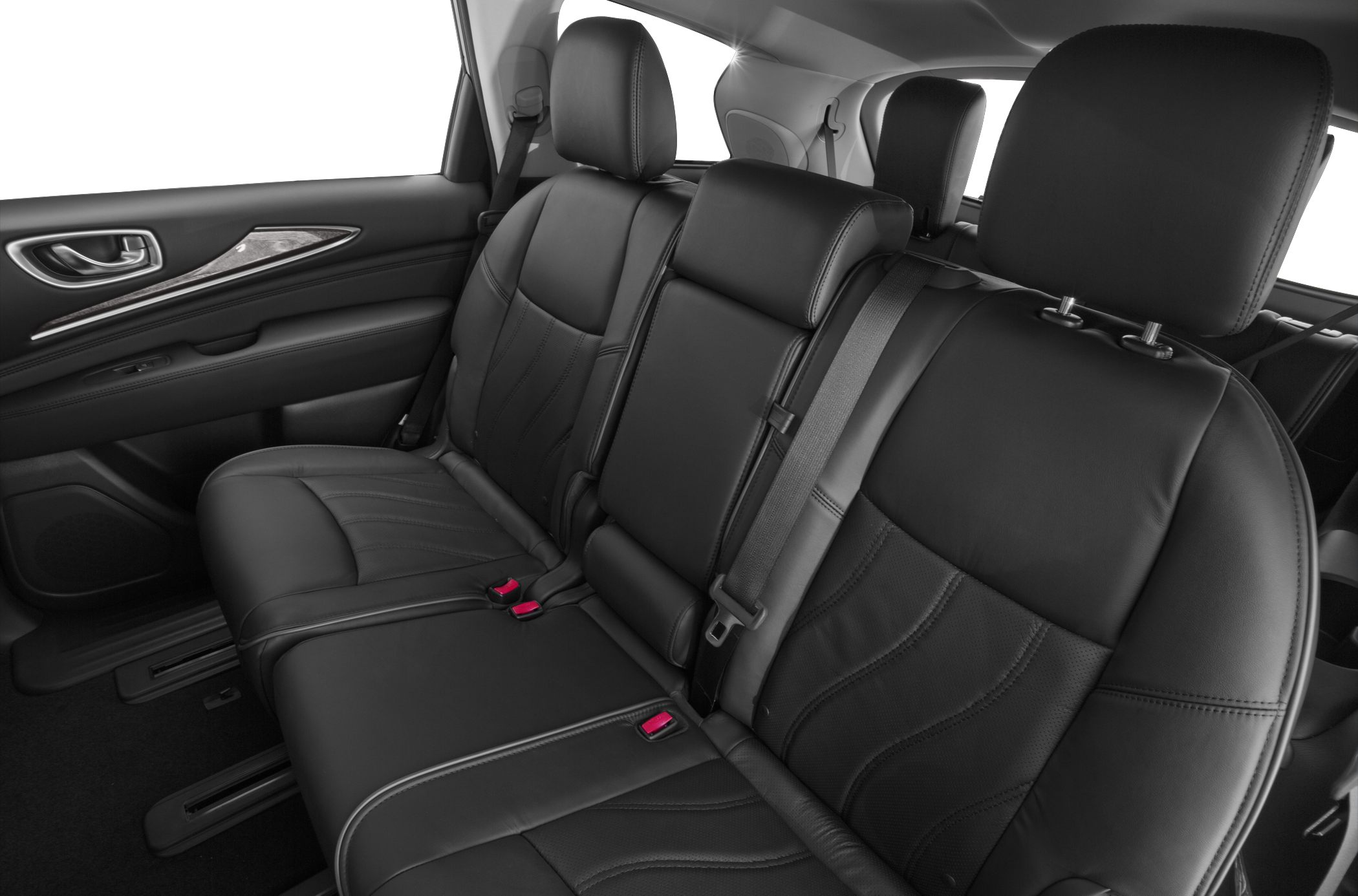 Black leather rear seats with headrests and seat belts