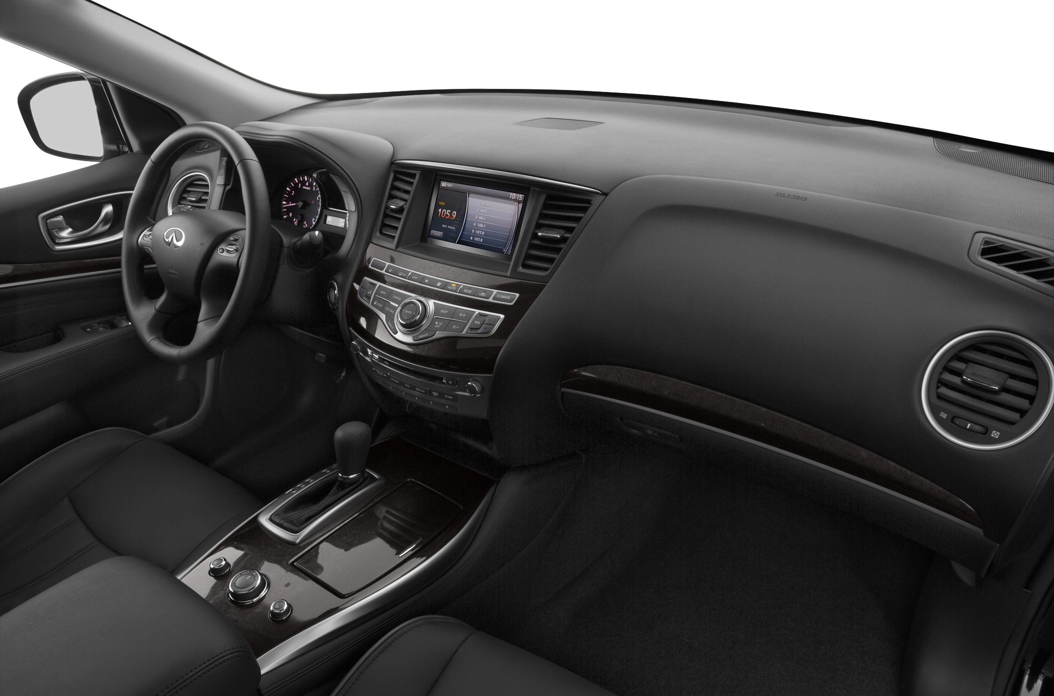 Dashboard and center console with infotainment and gear shift