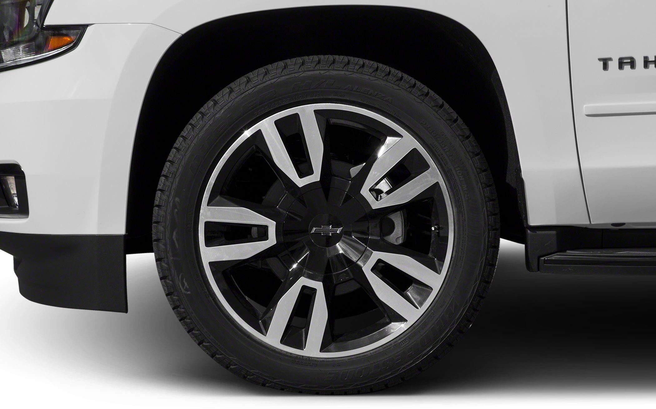 Close-up of alloy wheel and tire rim with Chevrolet logo