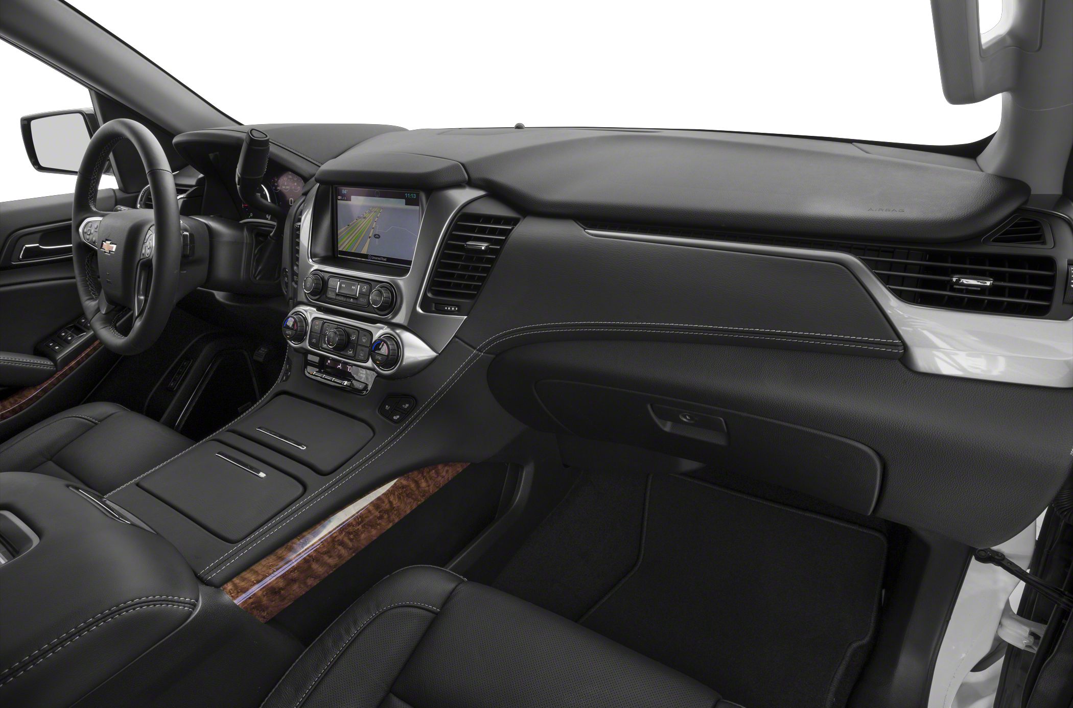 Modern dashboard with infotainment system and leather seats
