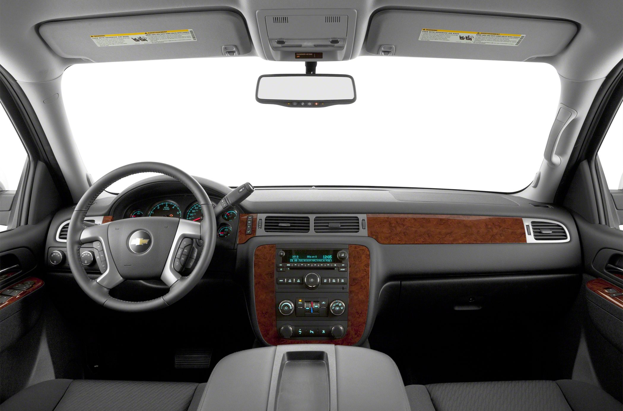 Dashboard wood trim and multifunction steering wheel