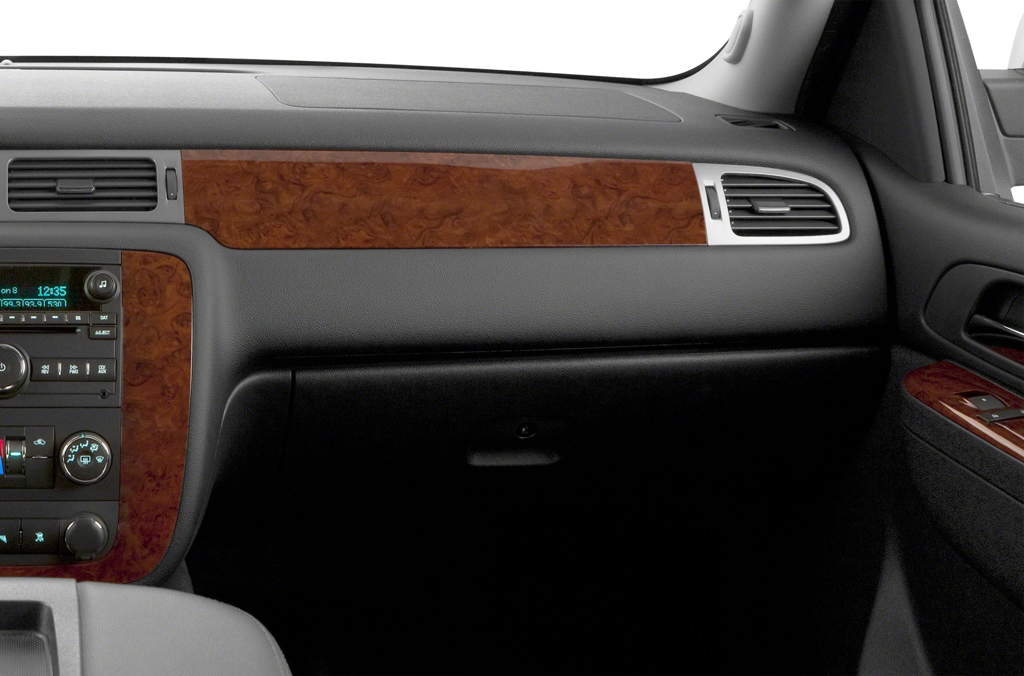 Dashboard wood trim and control panel layout