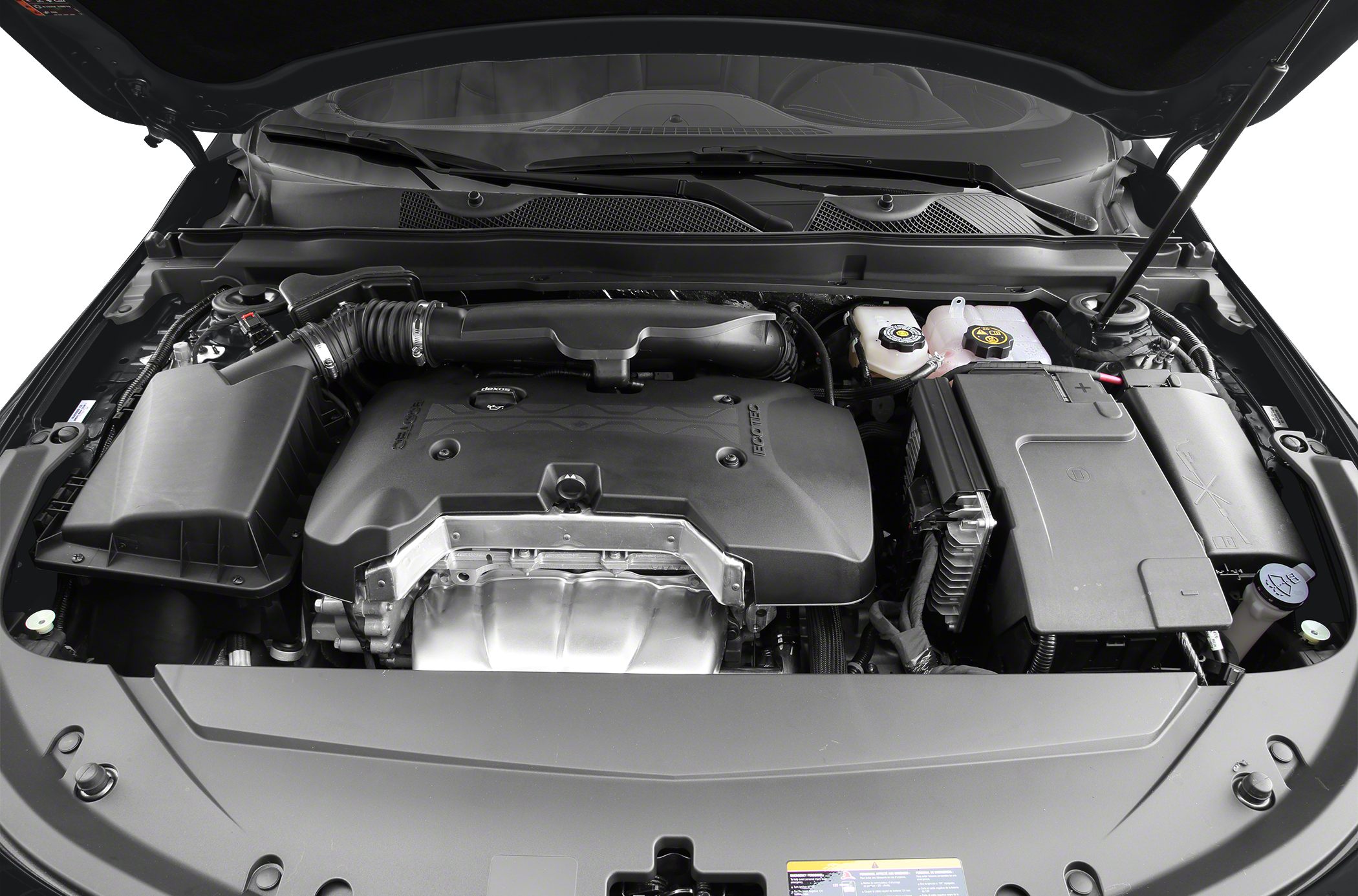 Clean and organized engine bay with visible engine cover and components.