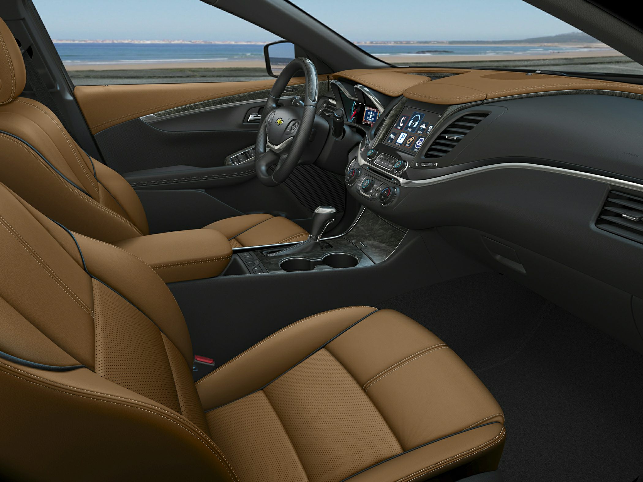 Premium leather seats and advanced infotainment system in car interior