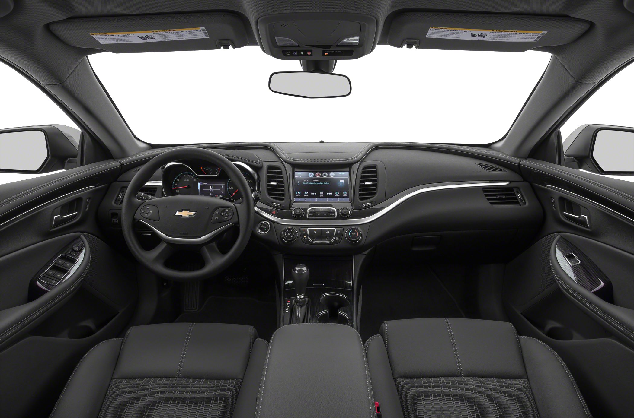 Modern car dashboard and steering wheel with infotainment screen