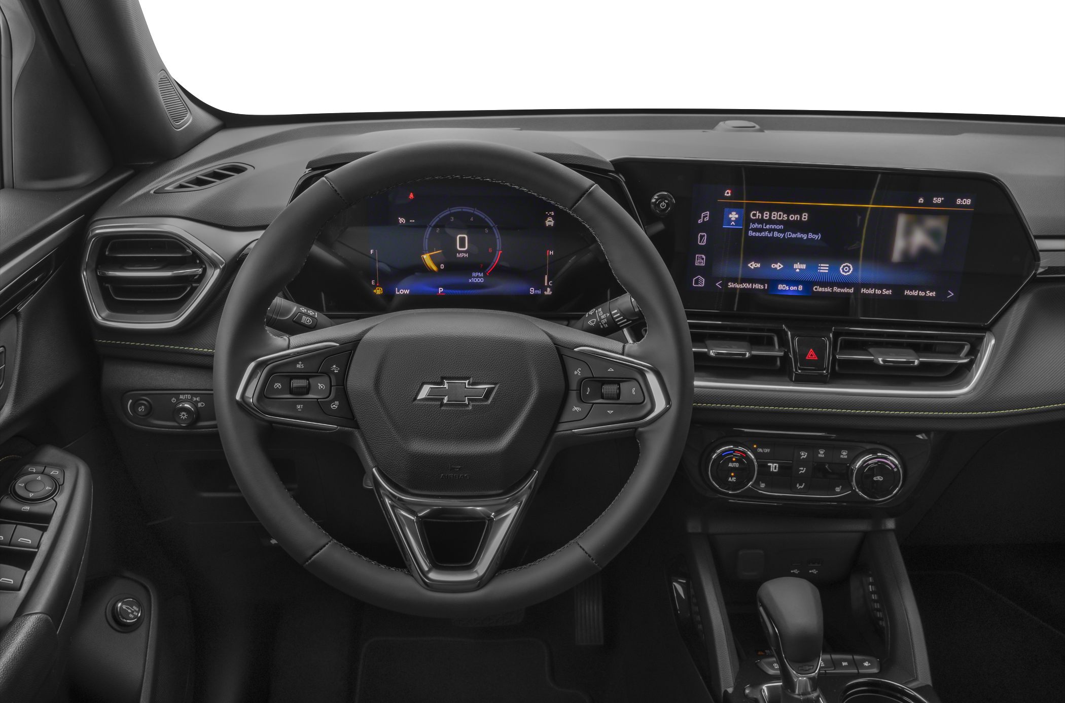 Digital instrument cluster and touchscreen infotainment with climate controls