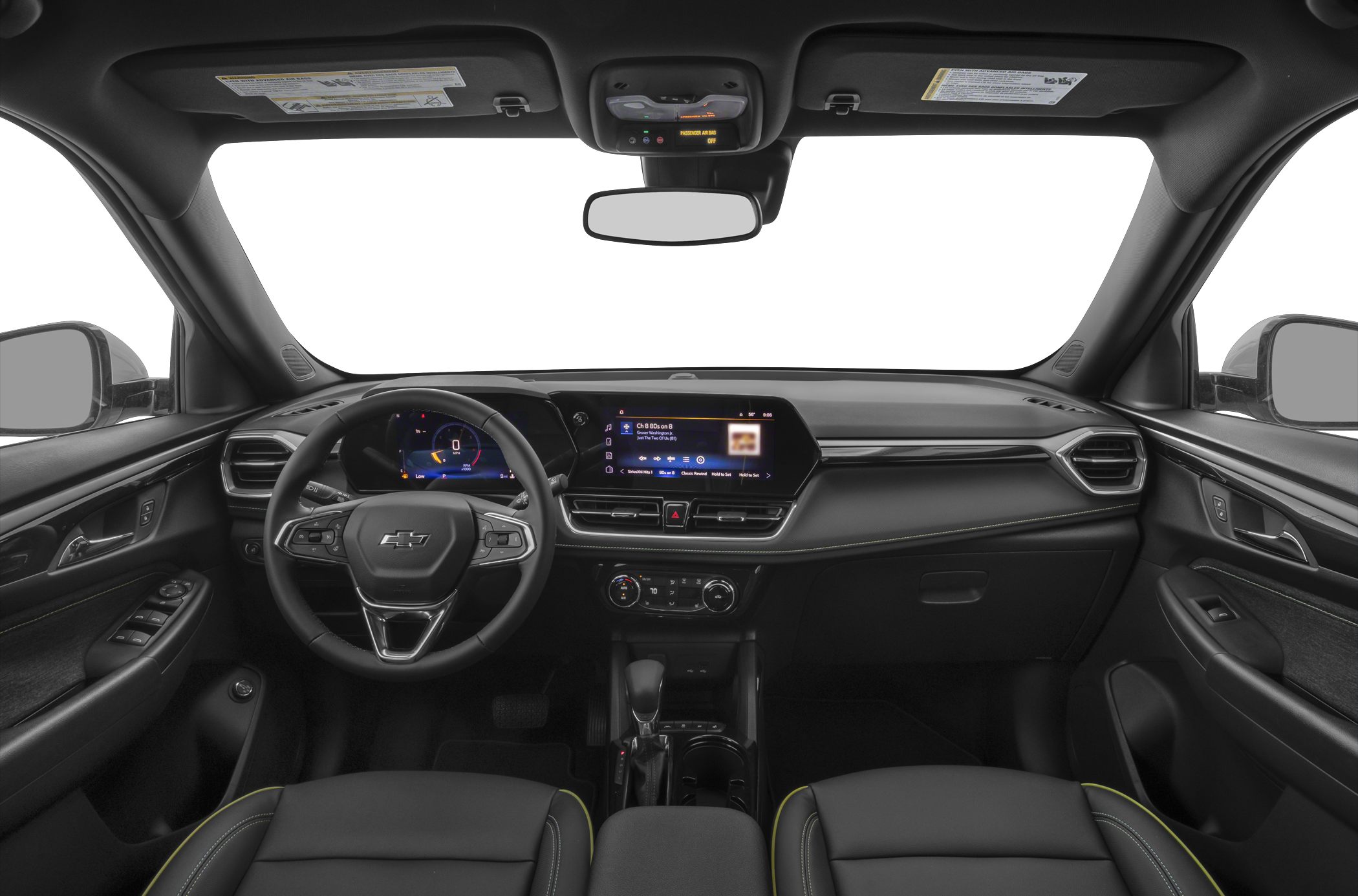 Digital dashboard and touchscreen infotainment system in car interior