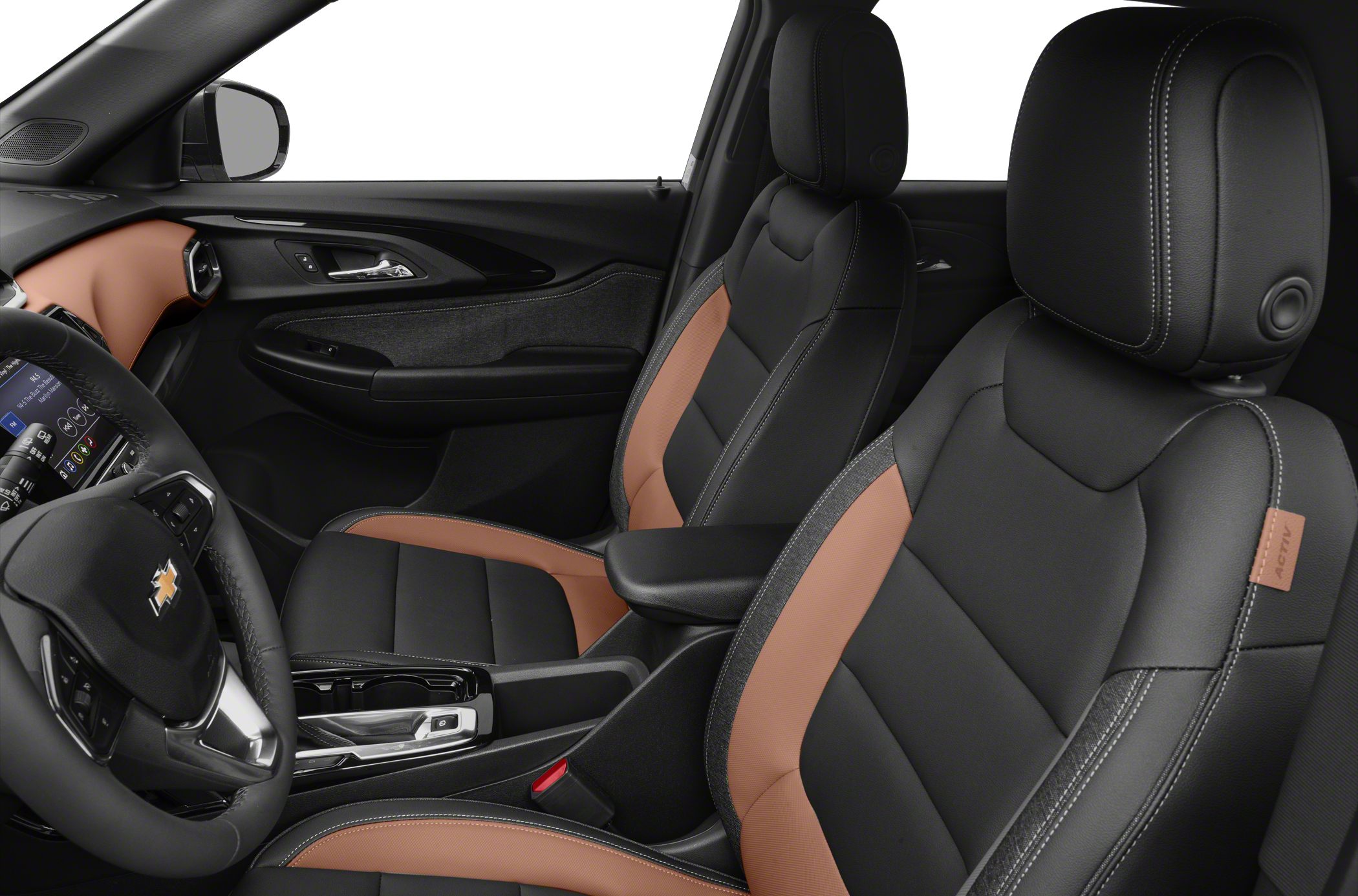 Dual-tone premium car seats with black and brown upholstery