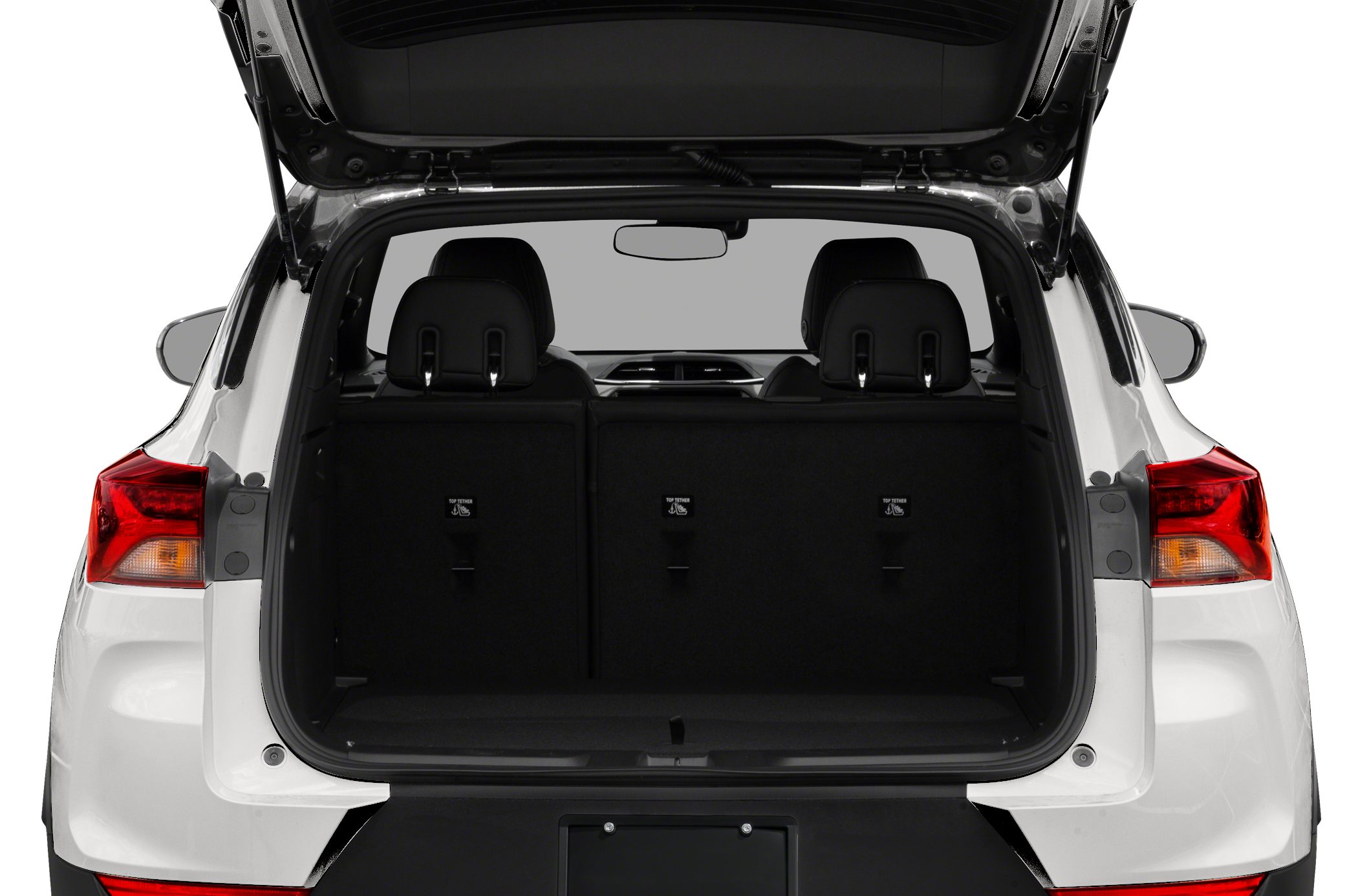 Spacious rear cargo area with foldable back seats and tether anchors