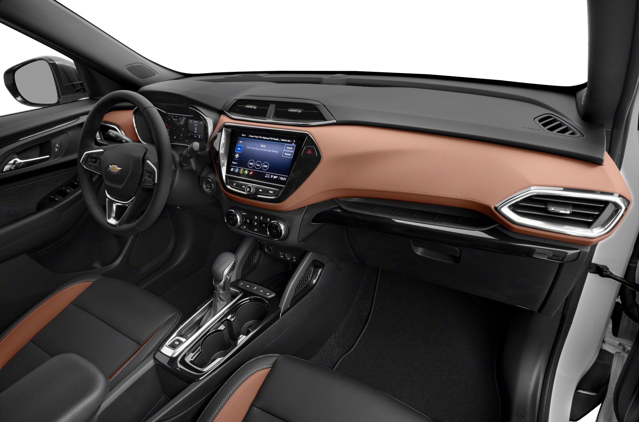 Dashboard and center console with touchscreen and gear shifter