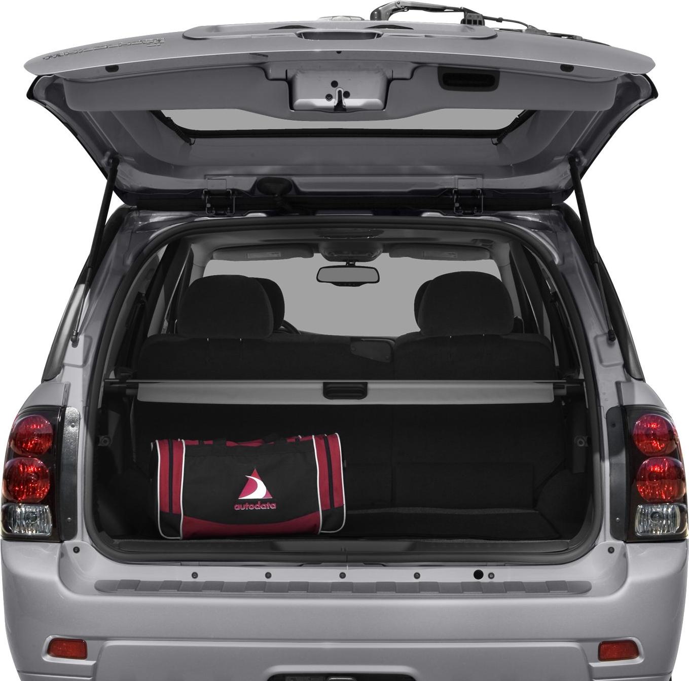 Rear cargo space with open hatch and visible rear seats