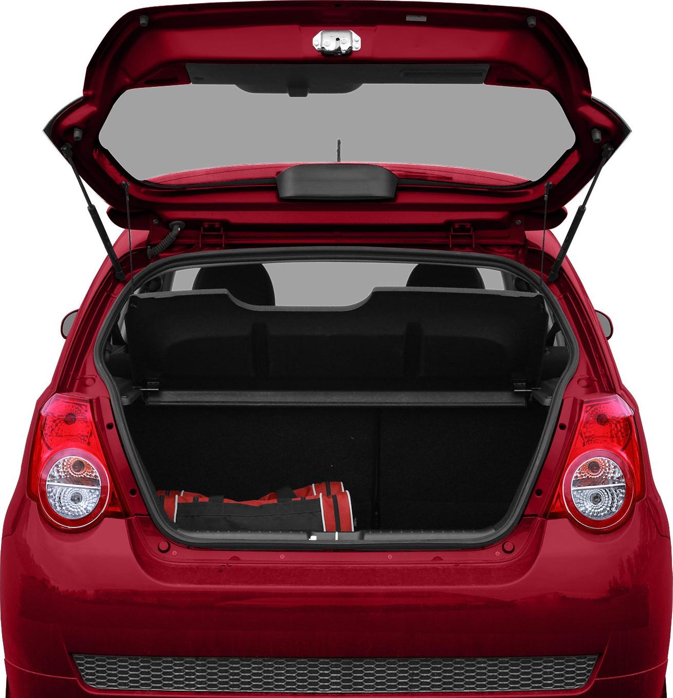 Open trunk space and rear taillights of a hatchback