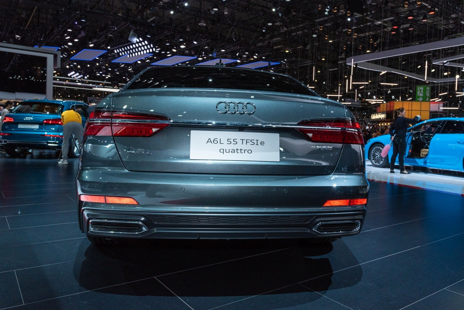 Rear view of car with LED taillights and dual exhaust ports