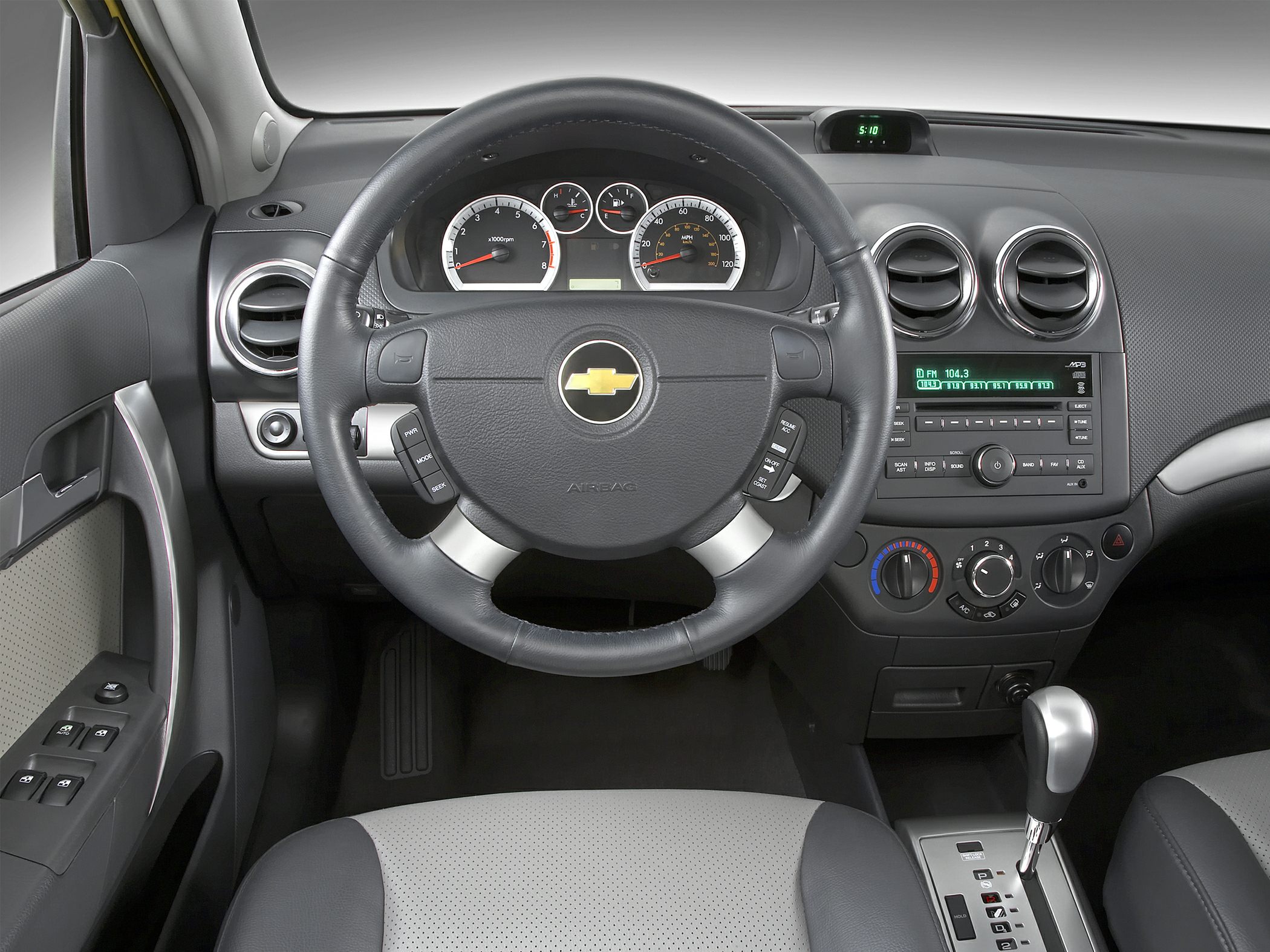 Dashboard layout with multifunction steering wheel and automatic gear shift