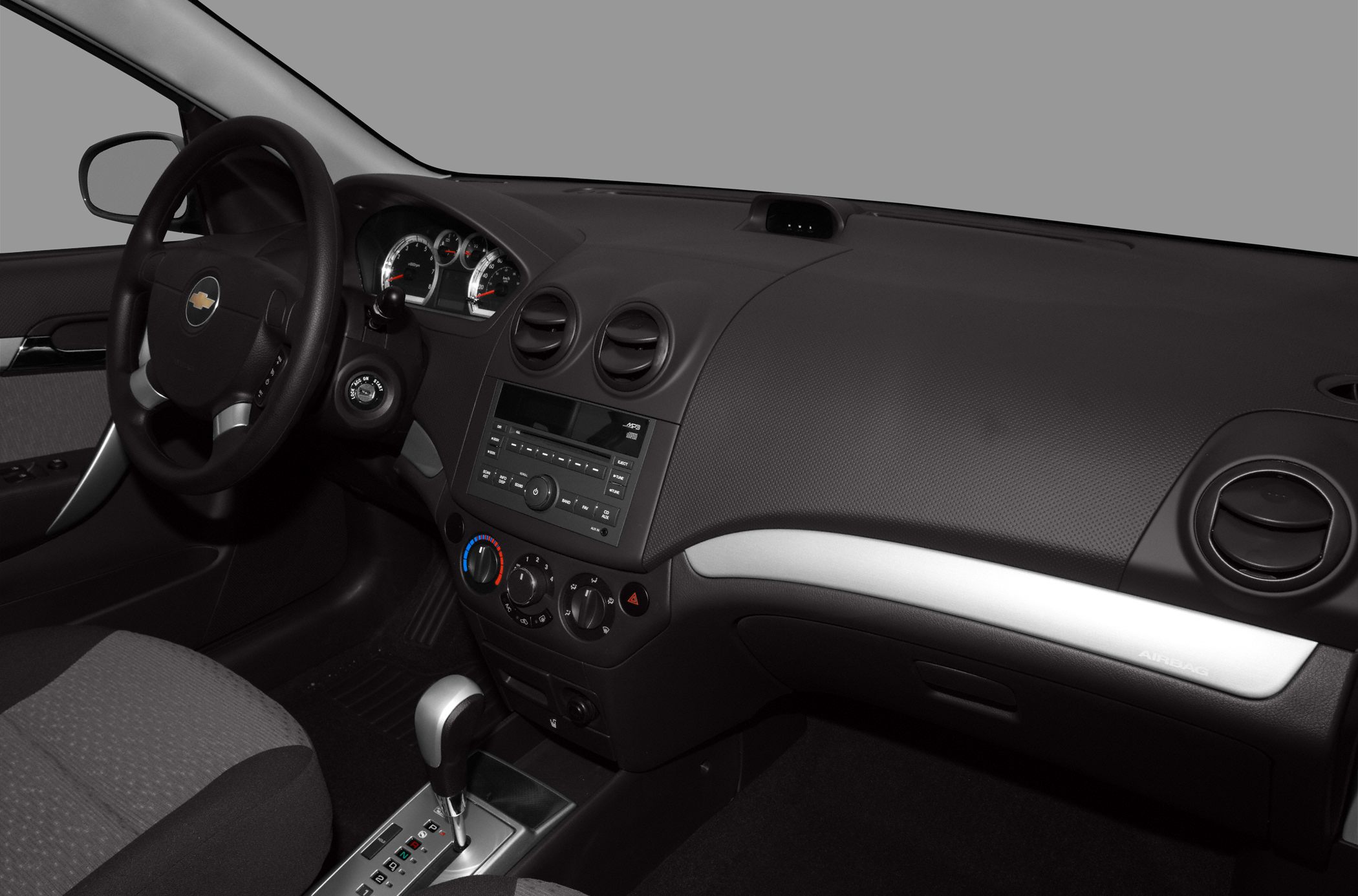 Dashboard and automatic transmission gear shift inside car interior