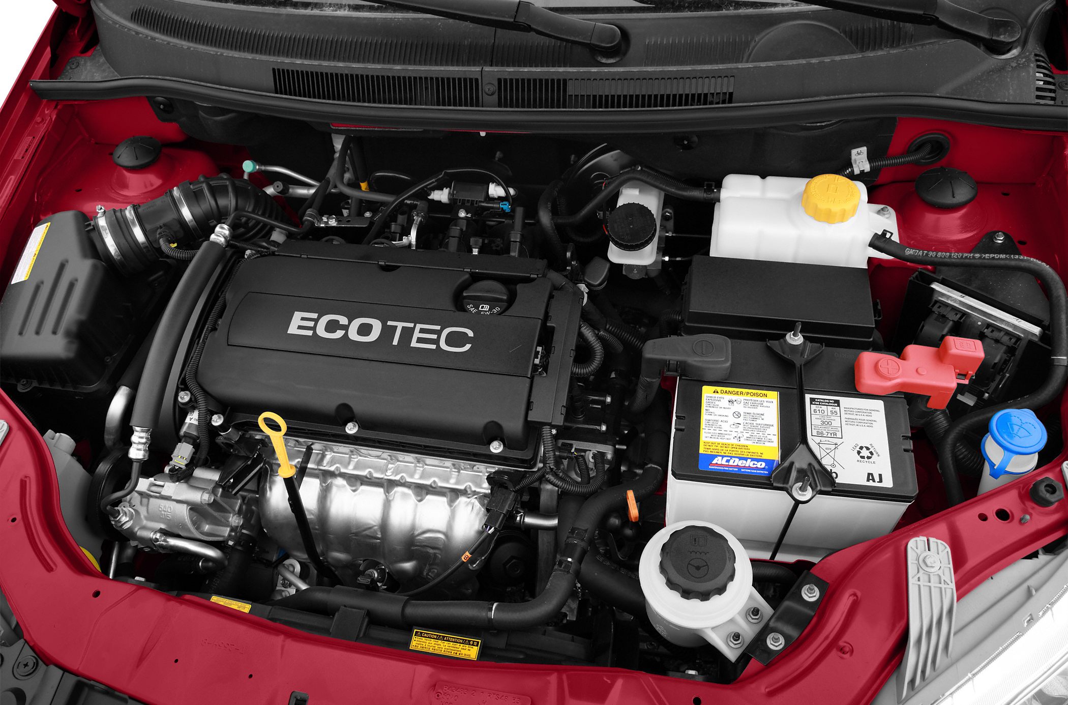 ECO TEC engine with organized layout and visible battery, fluid reservoirs.