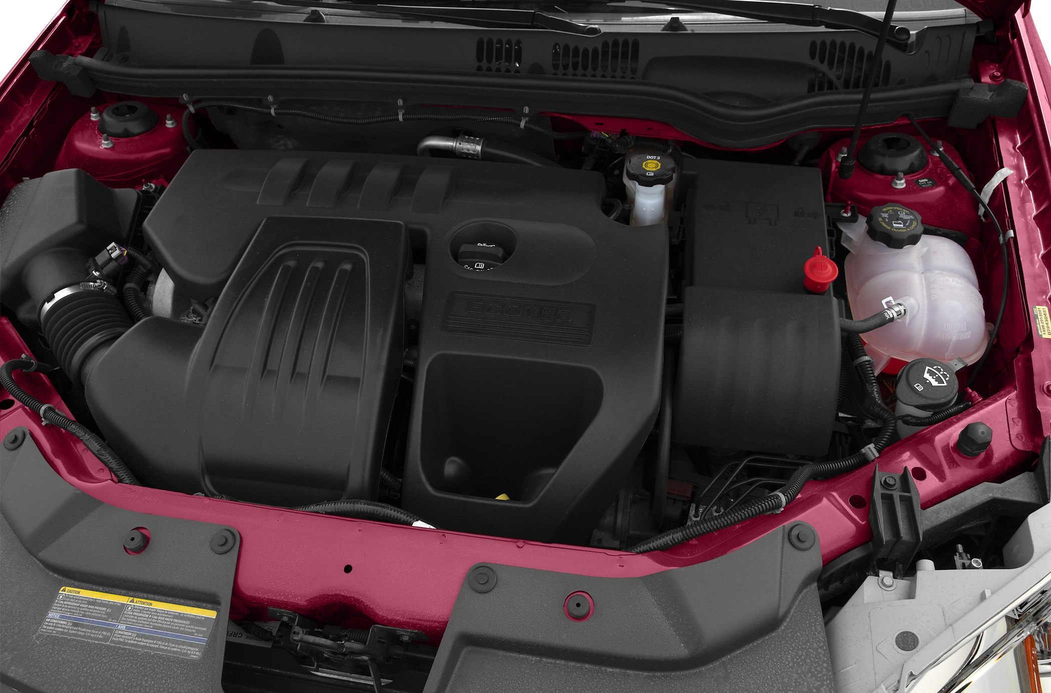 Engine bay with Ecotec cover and fluid reservoirs