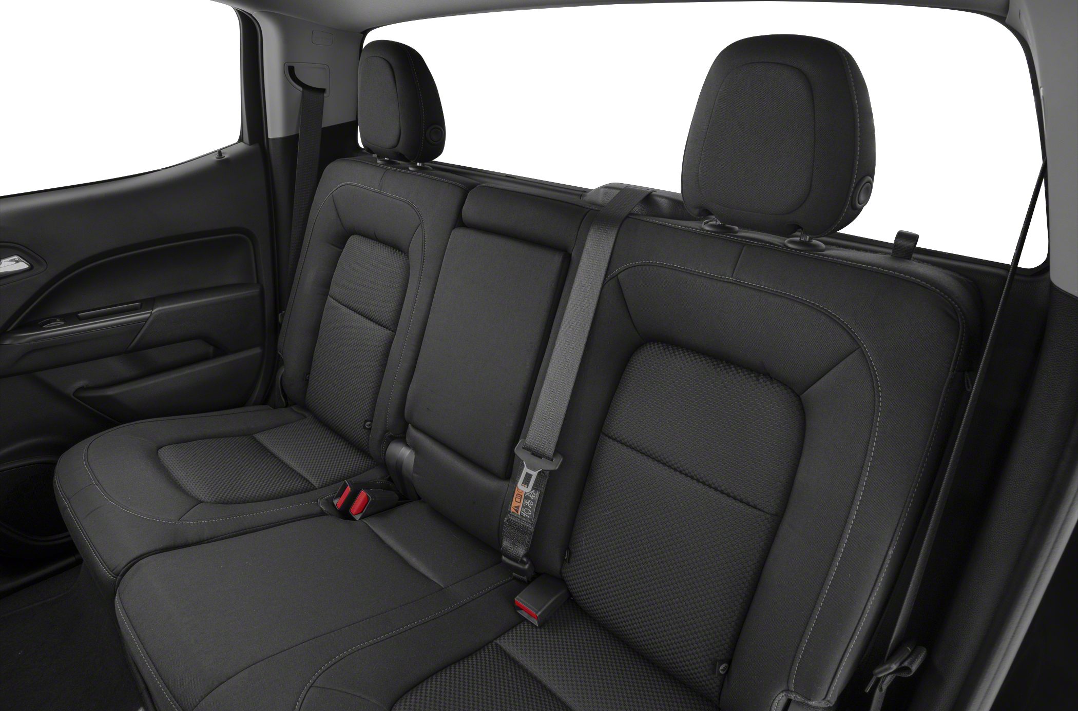 Spacious rear seat with black upholstery and integrated headrests