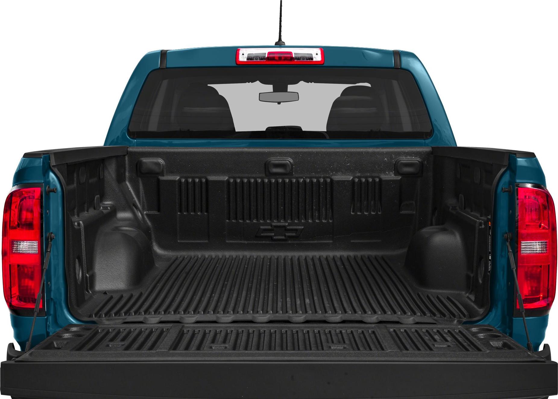 Pickup truck bed with protective liner and open tailgate