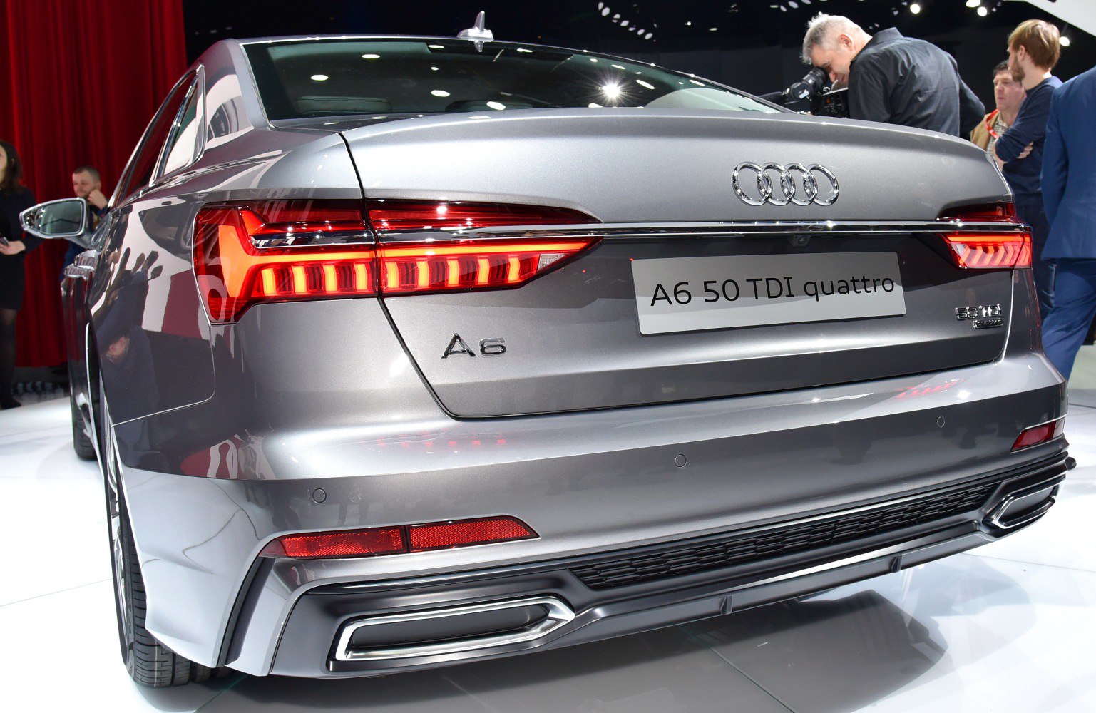 Rear view with LED tail lights and dual exhaust tips