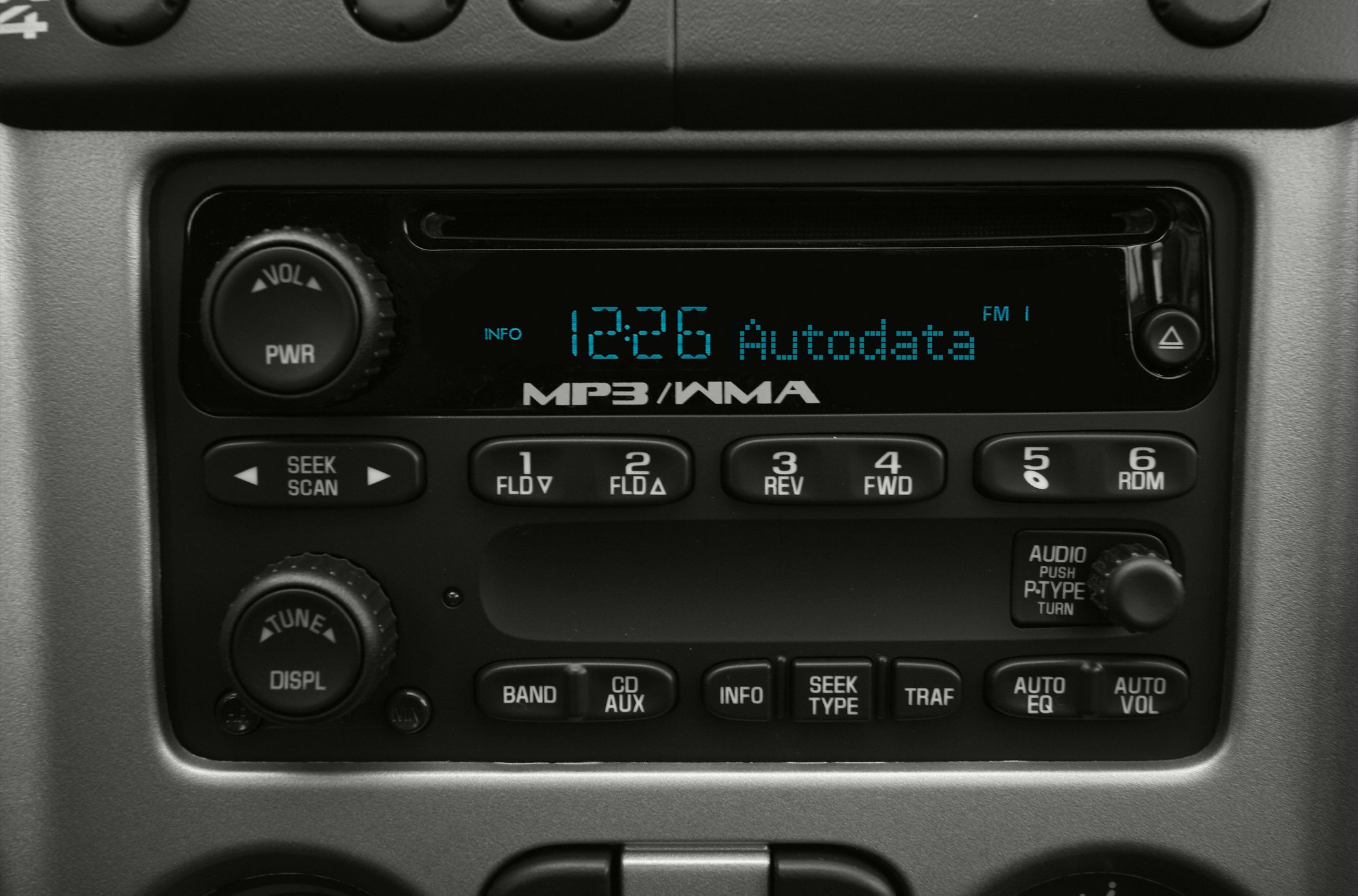 Car dashboard audio system with MP3/WMA support and digital display