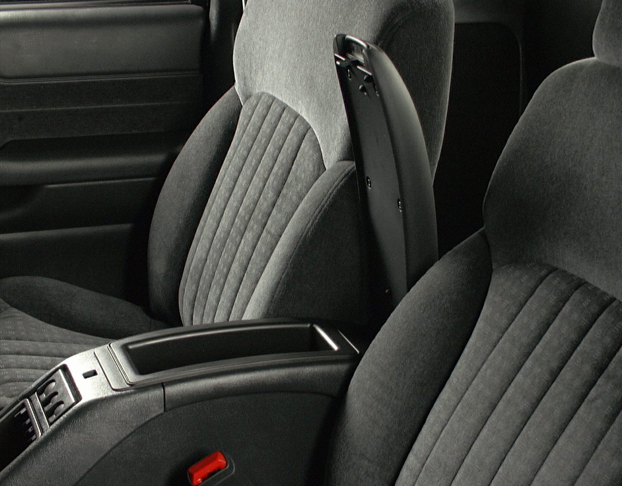 Fabric upholstered interior seats and center console