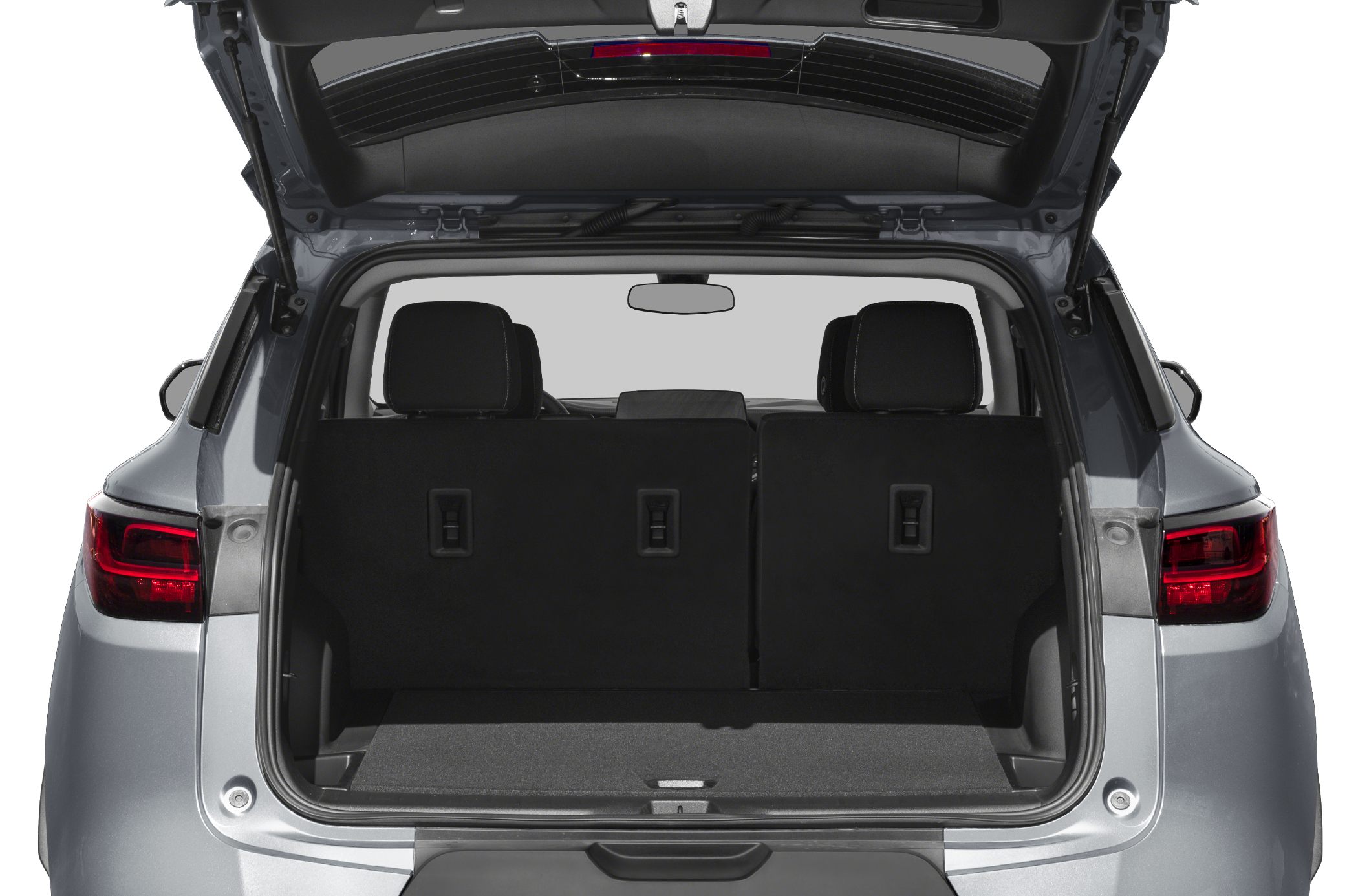 Open rear hatch with folded rear seats and spacious cargo area