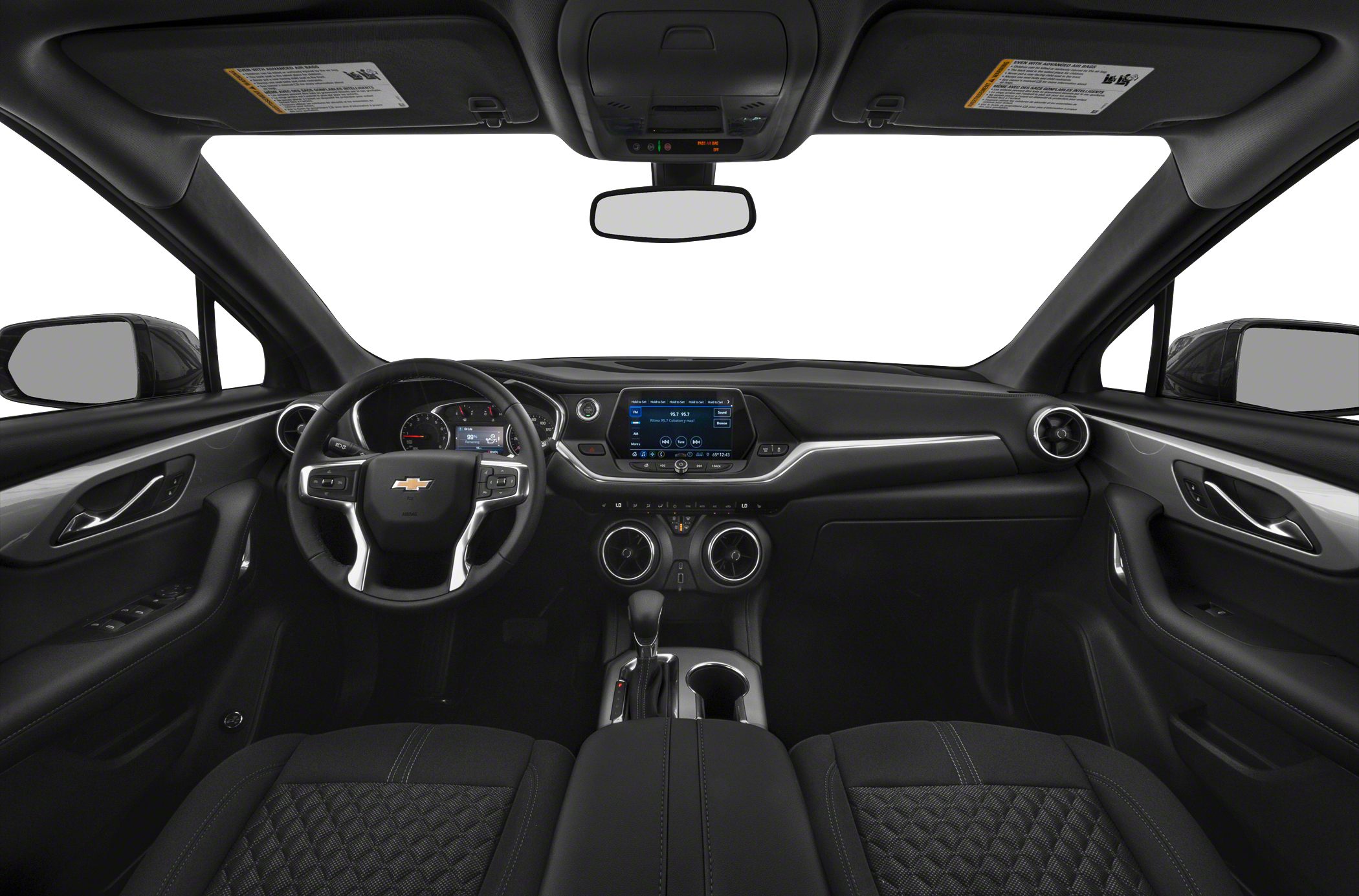 Modern dashboard and multifunction steering wheel with infotainment display