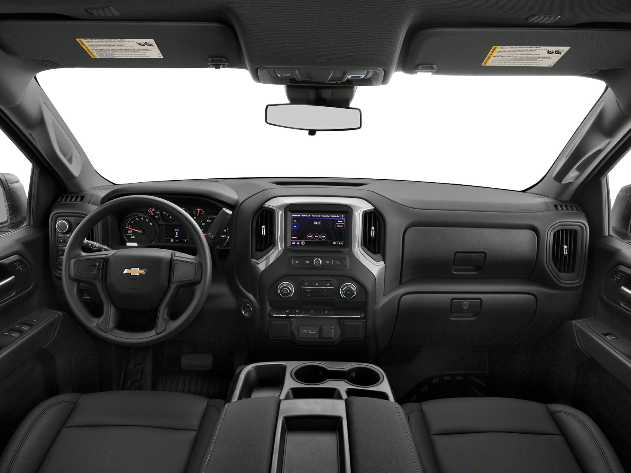 Modern dashboard and steering wheel with center console layout