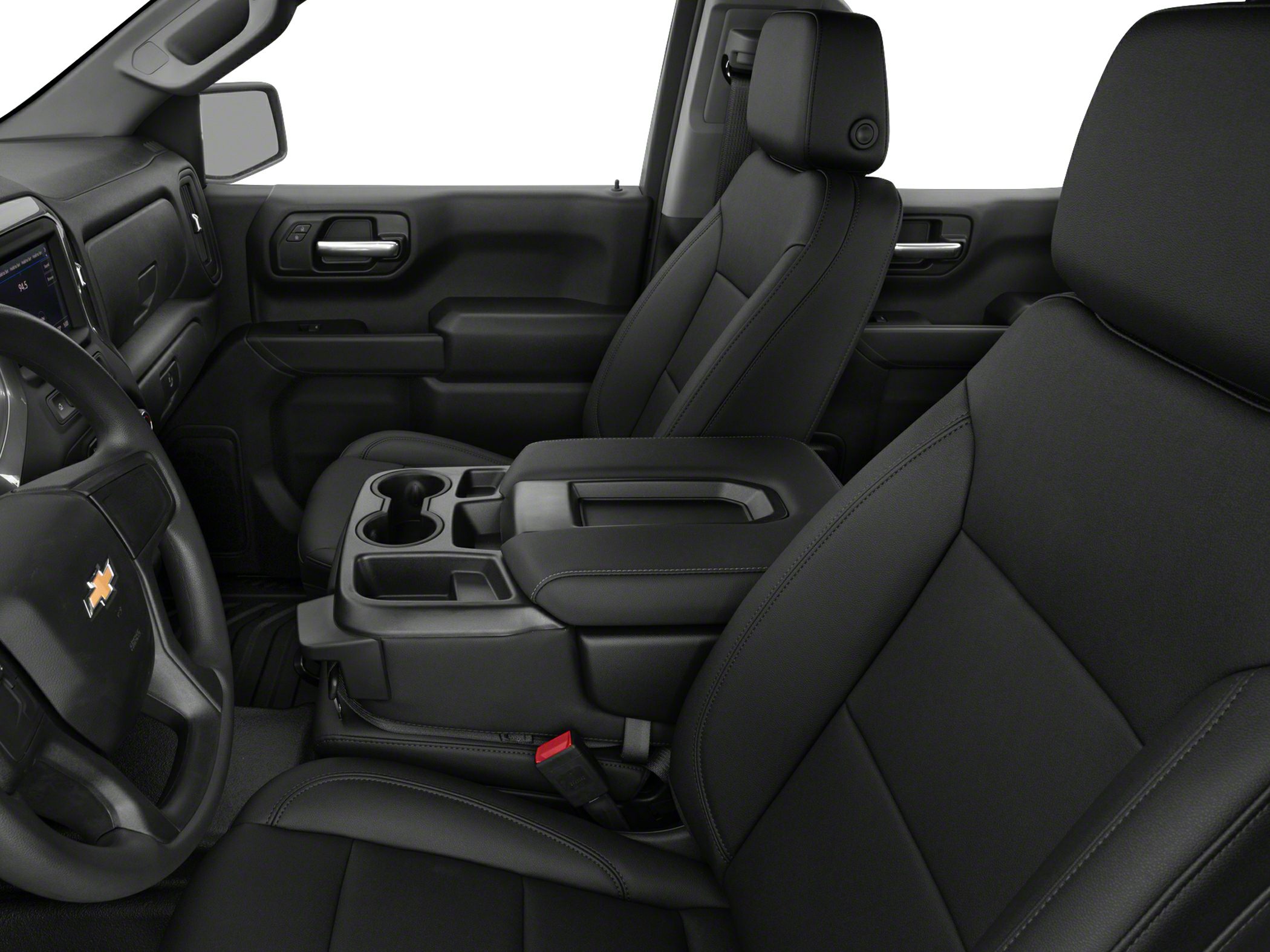 Front cabin interior with seats and center console